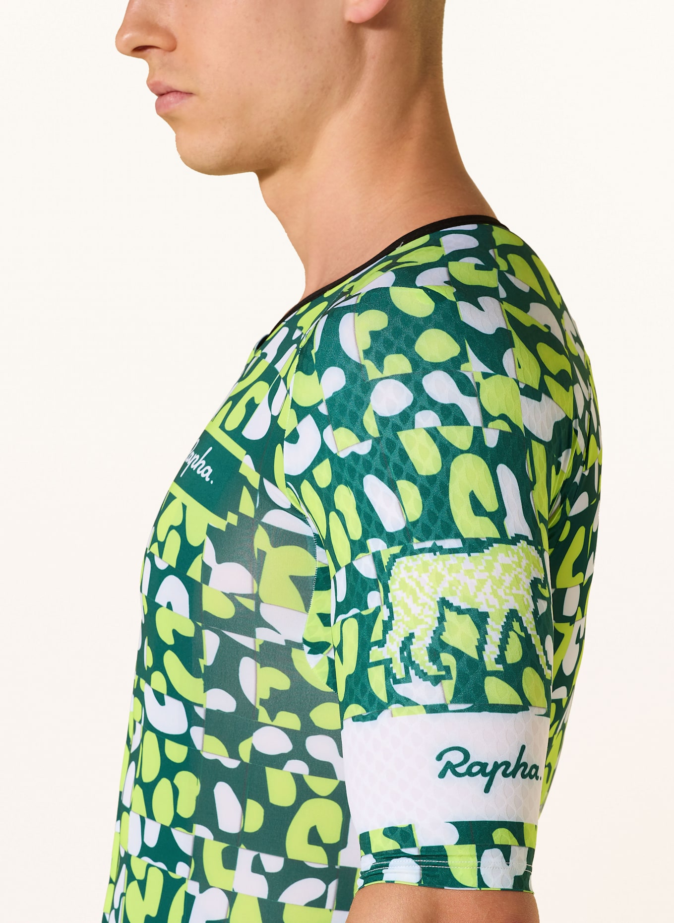 Rapha Koszulka rowerowa AMANI PRO TEAM AERO: JASKRAWY ZIELONY / CIEMNOZIELONY / BIAŁY