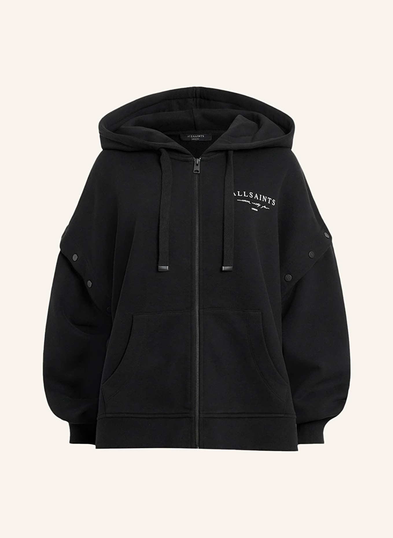 ALLSAINTS Bluza rozpinana AROMA AMPHIA z odpinanymi rękawami: CZARNY/ BIAŁY