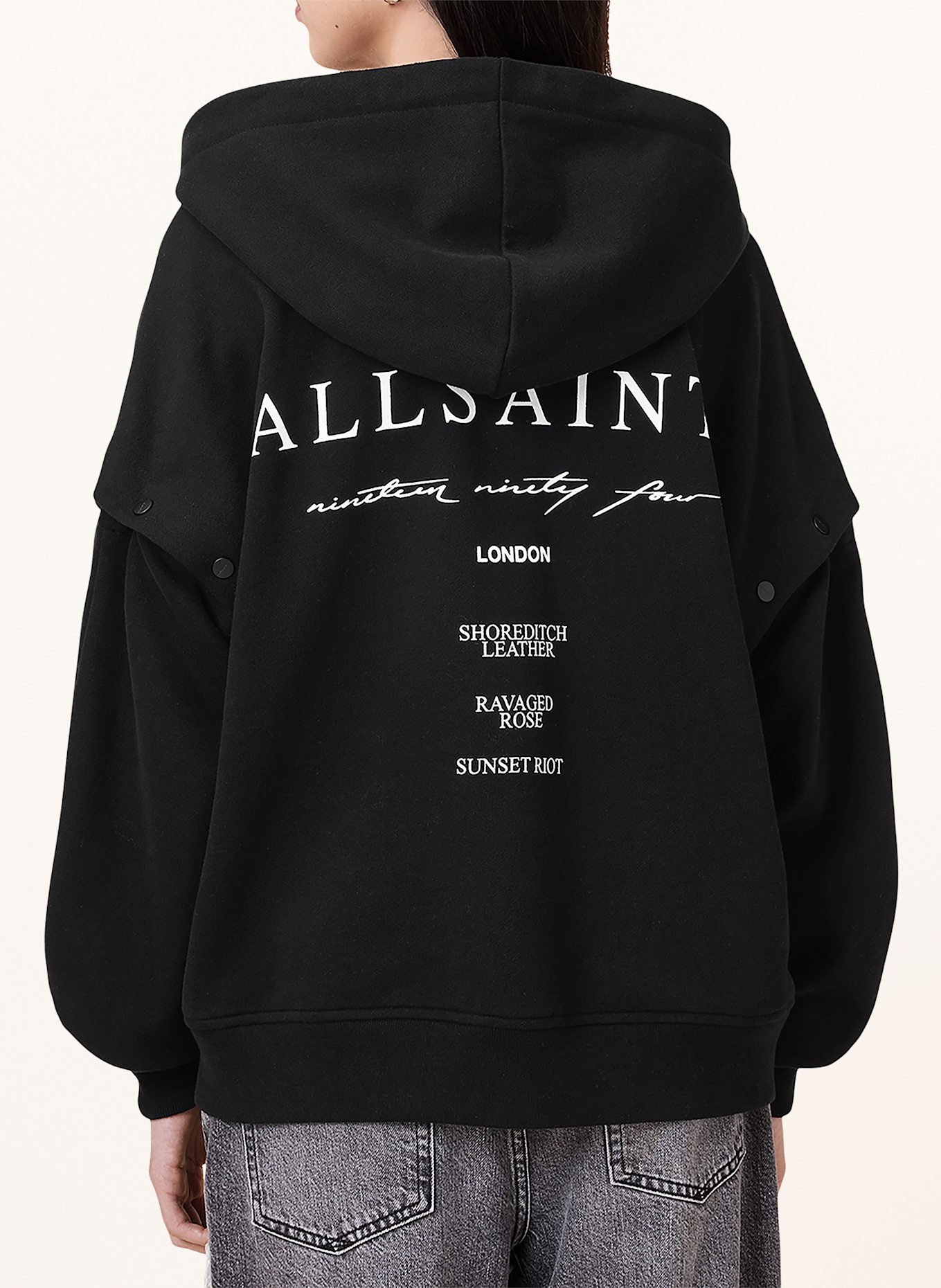 ALLSAINTS Bluza rozpinana AROMA AMPHIA z odpinanymi rękawami: CZARNY/ BIAŁY