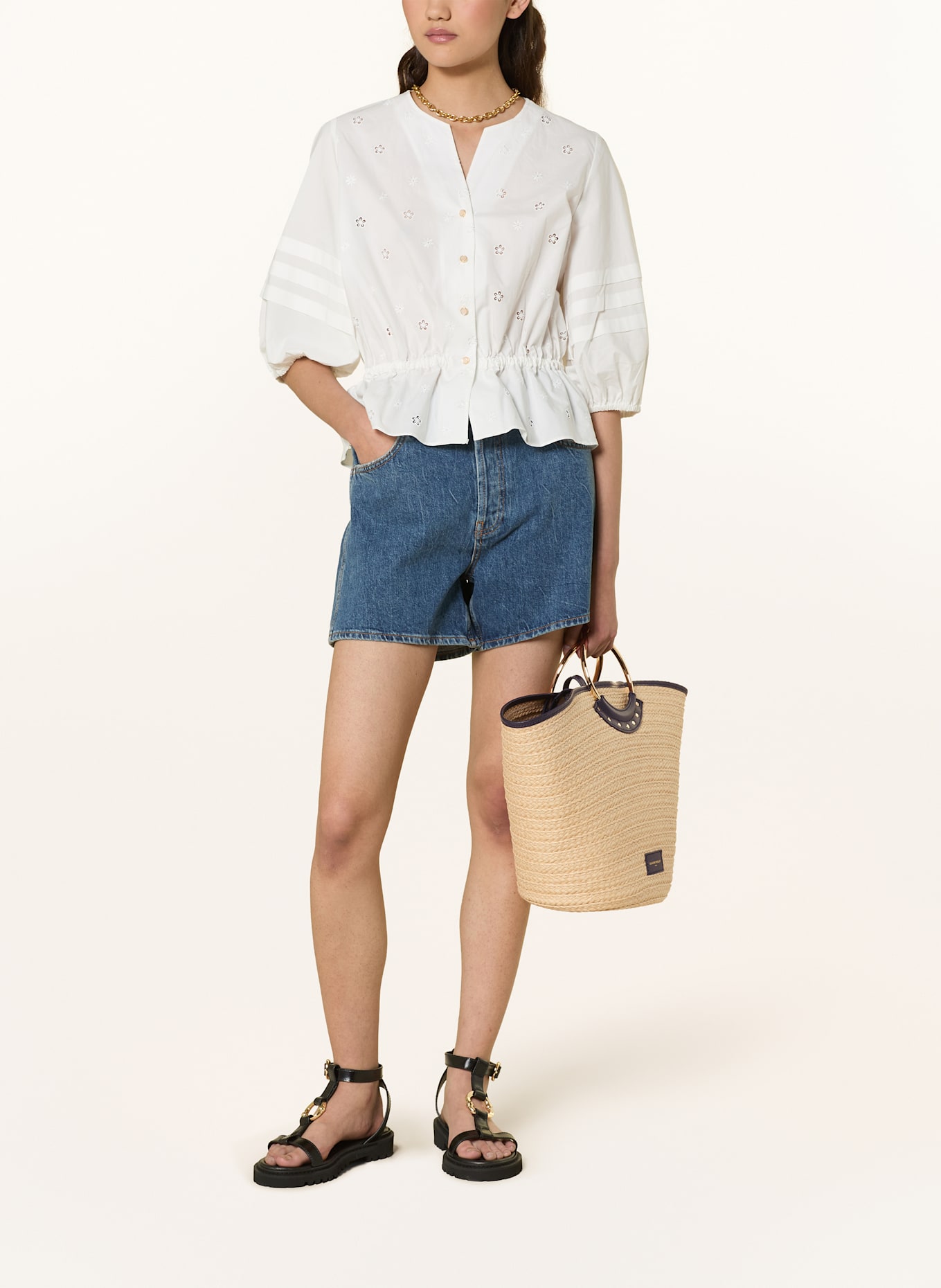 CLAUDIE PIERLOT Torba plażowa: BEŻOWY/ CZARNY