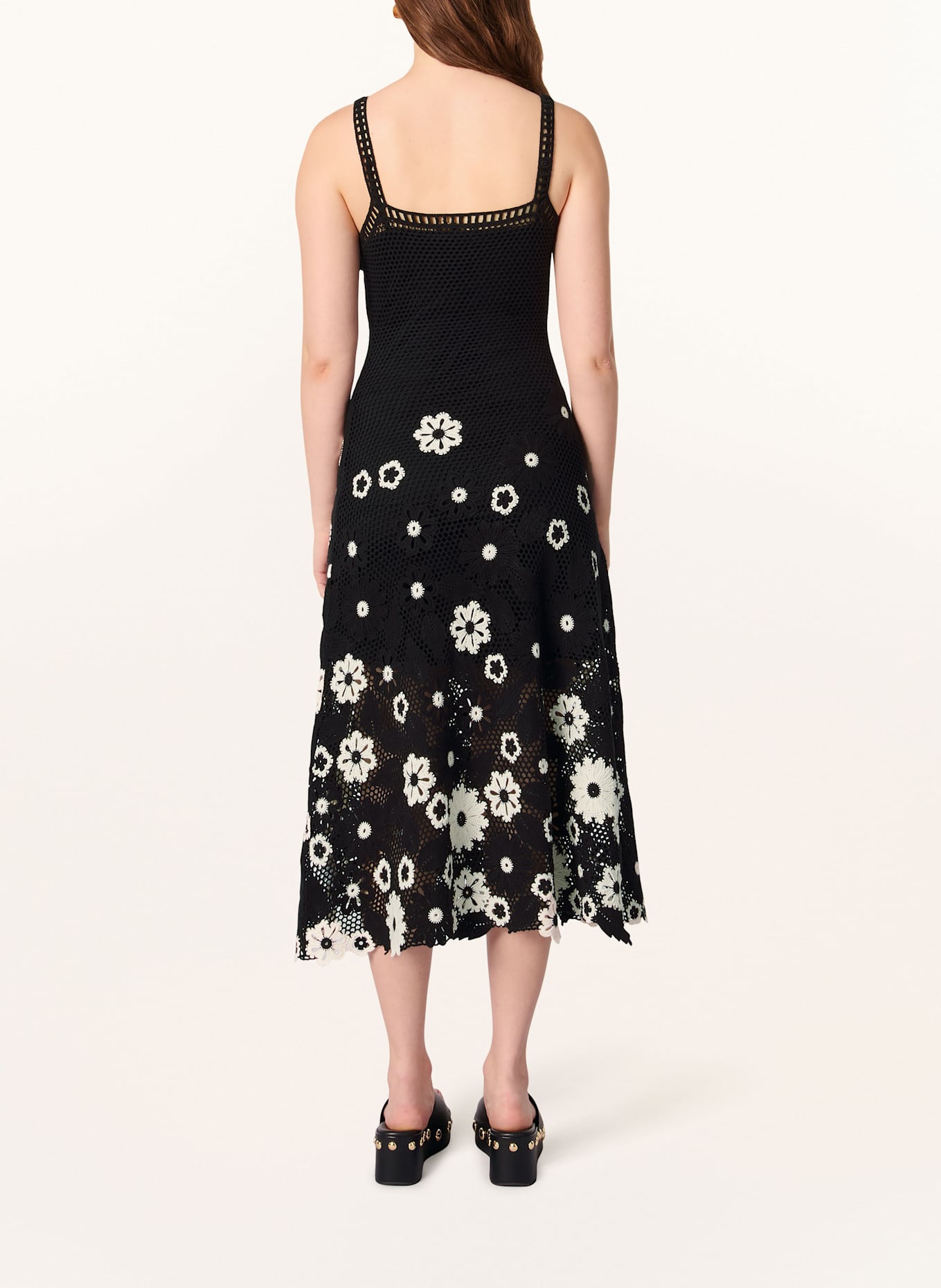 maje Häkelkleid mit Rüschen: SCHWARZ/ WEISS