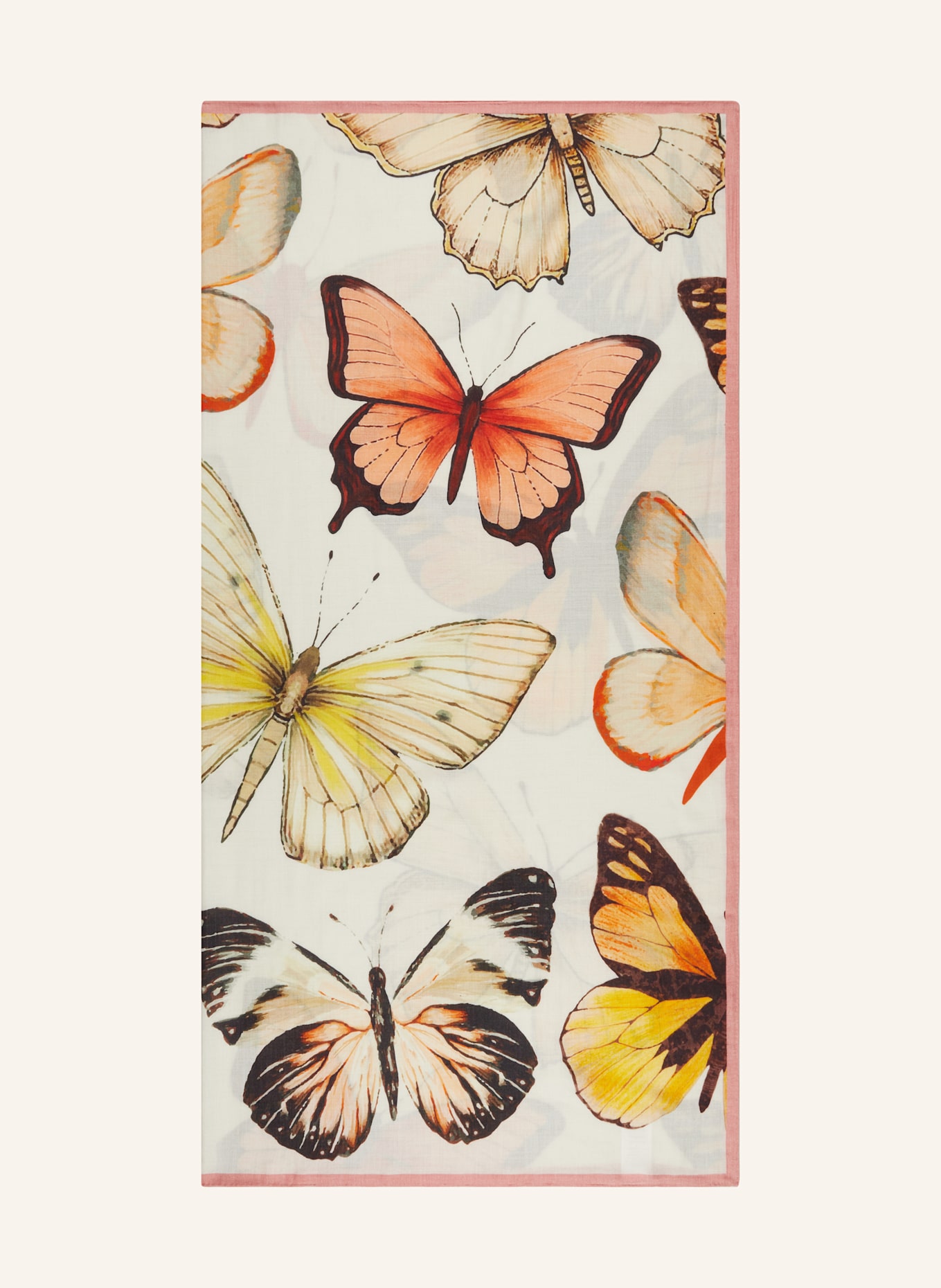 HERZEN'S ANGELEGENHEIT Tuch mit Cashmere und Seide: CREME / BRAUN / GELB