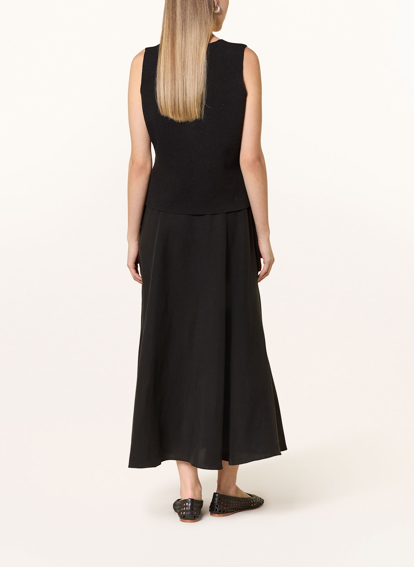 WHISTLES Sukně HELENA se lnem: ČERNÁ