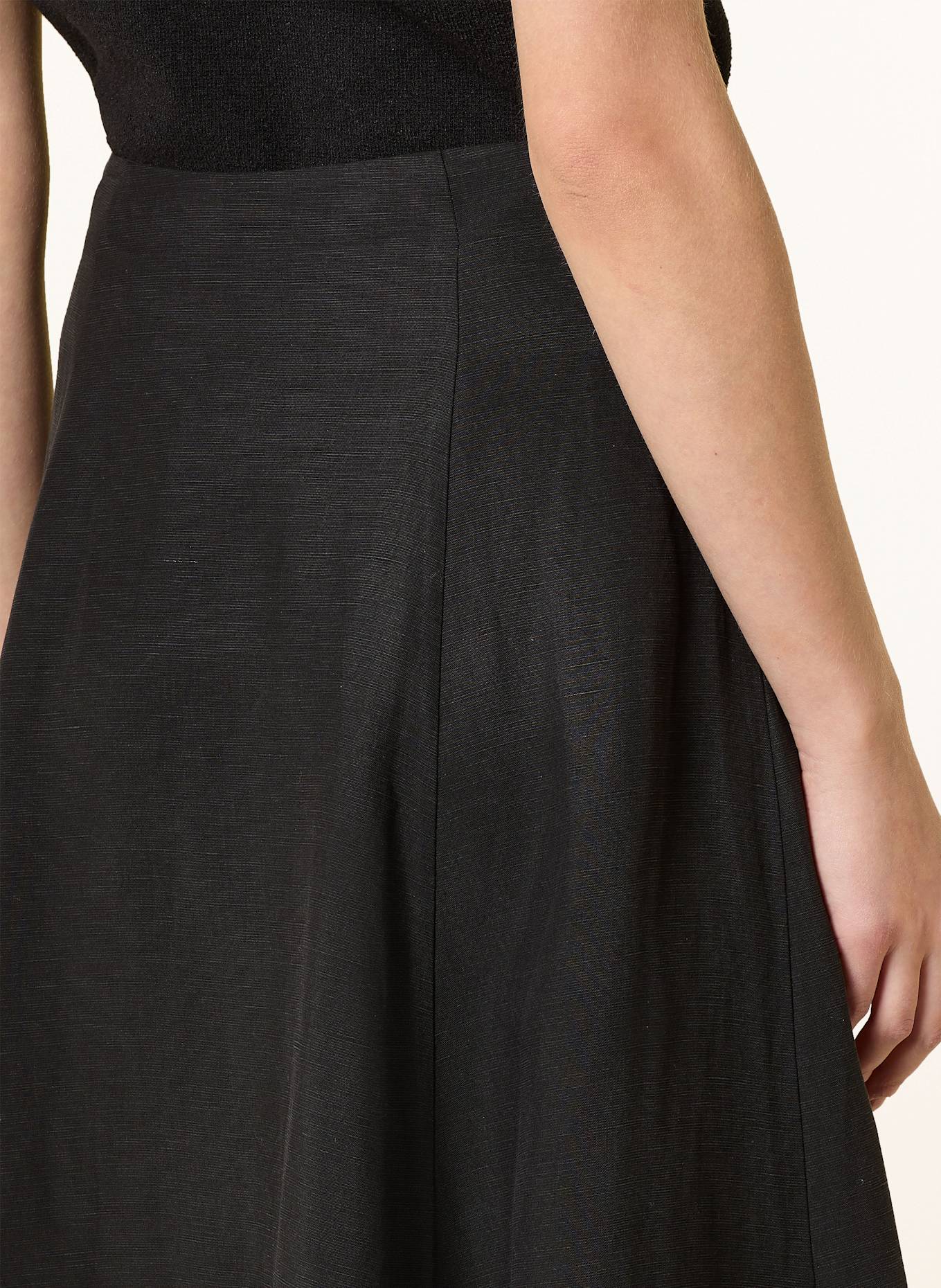 WHISTLES Sukně HELENA se lnem: ČERNÁ