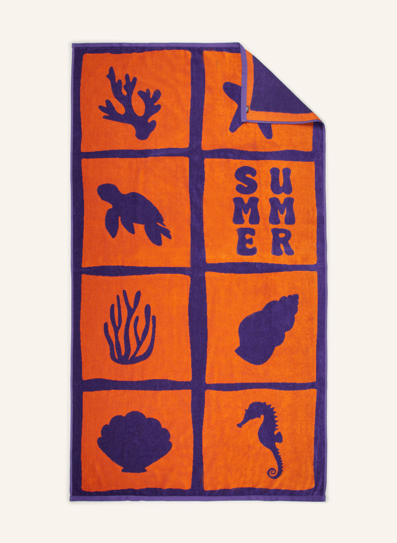 VOSSEN Strandtuch SEA ANIMALS: ORANGE / LILA
