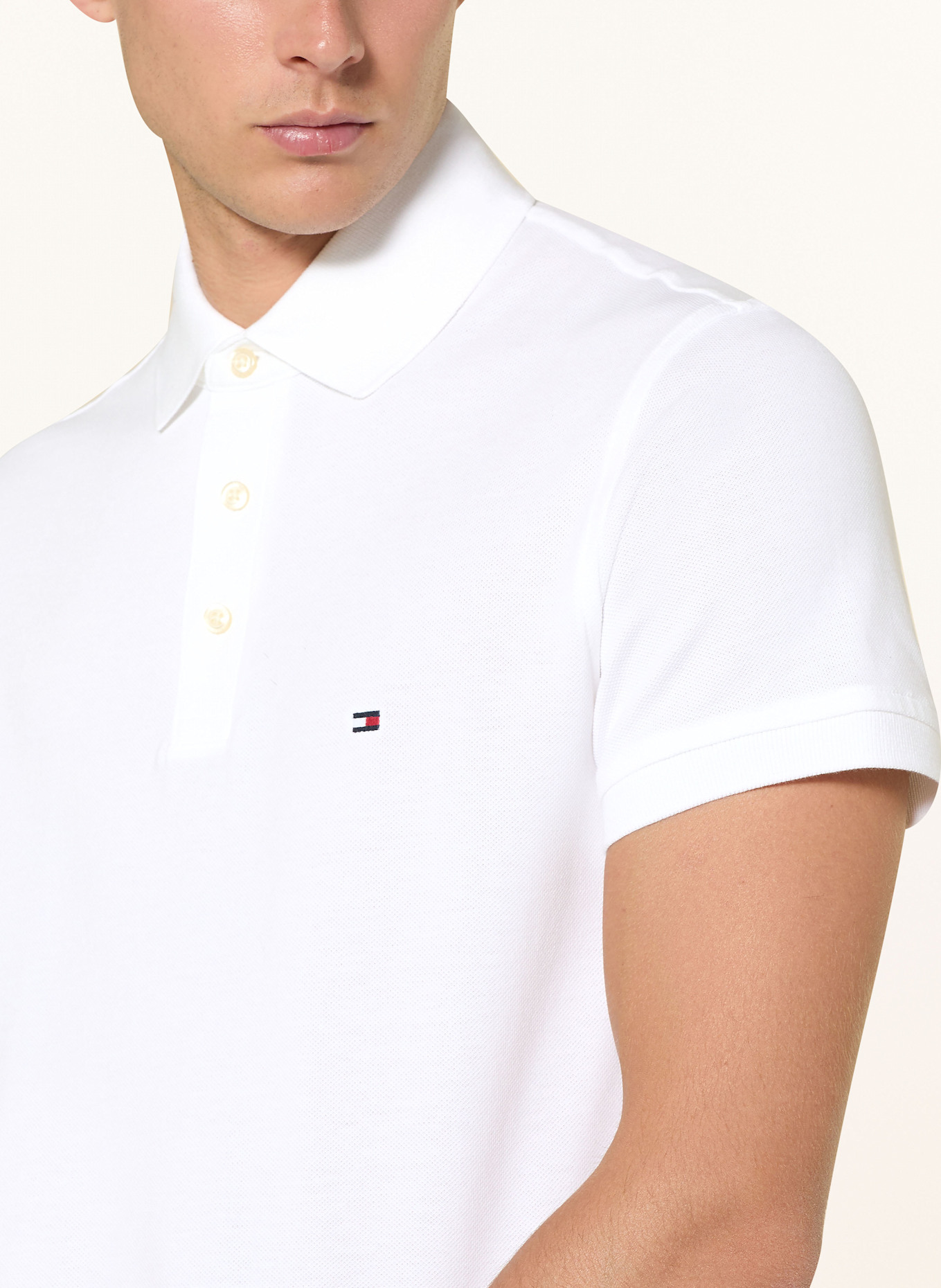 TOMMY HILFIGER Piqué-Poloshirt Slim Fit: WEISS