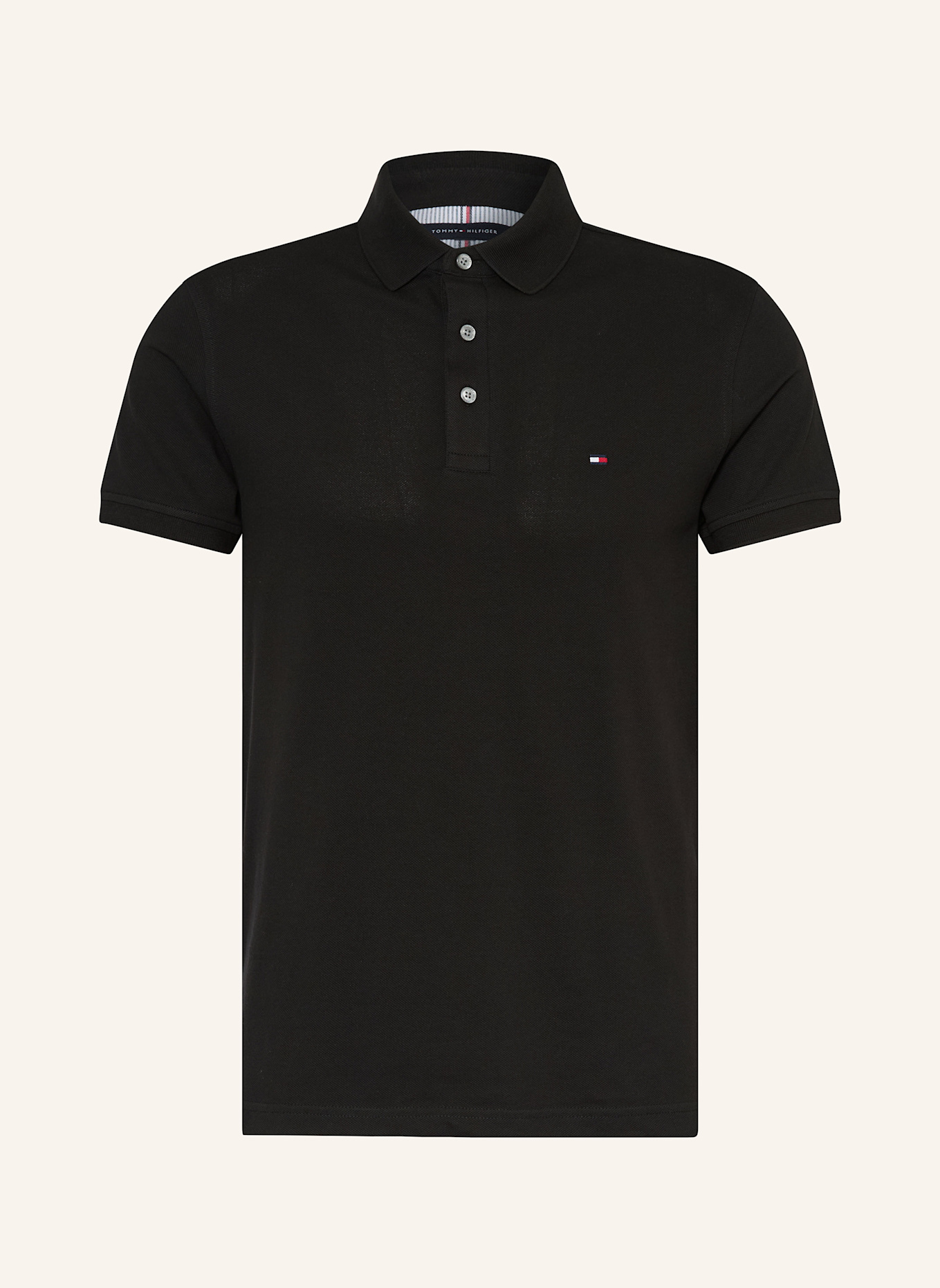 TOMMY HILFIGER Piqué-Poloshirt Slim Fit: SCHWARZ