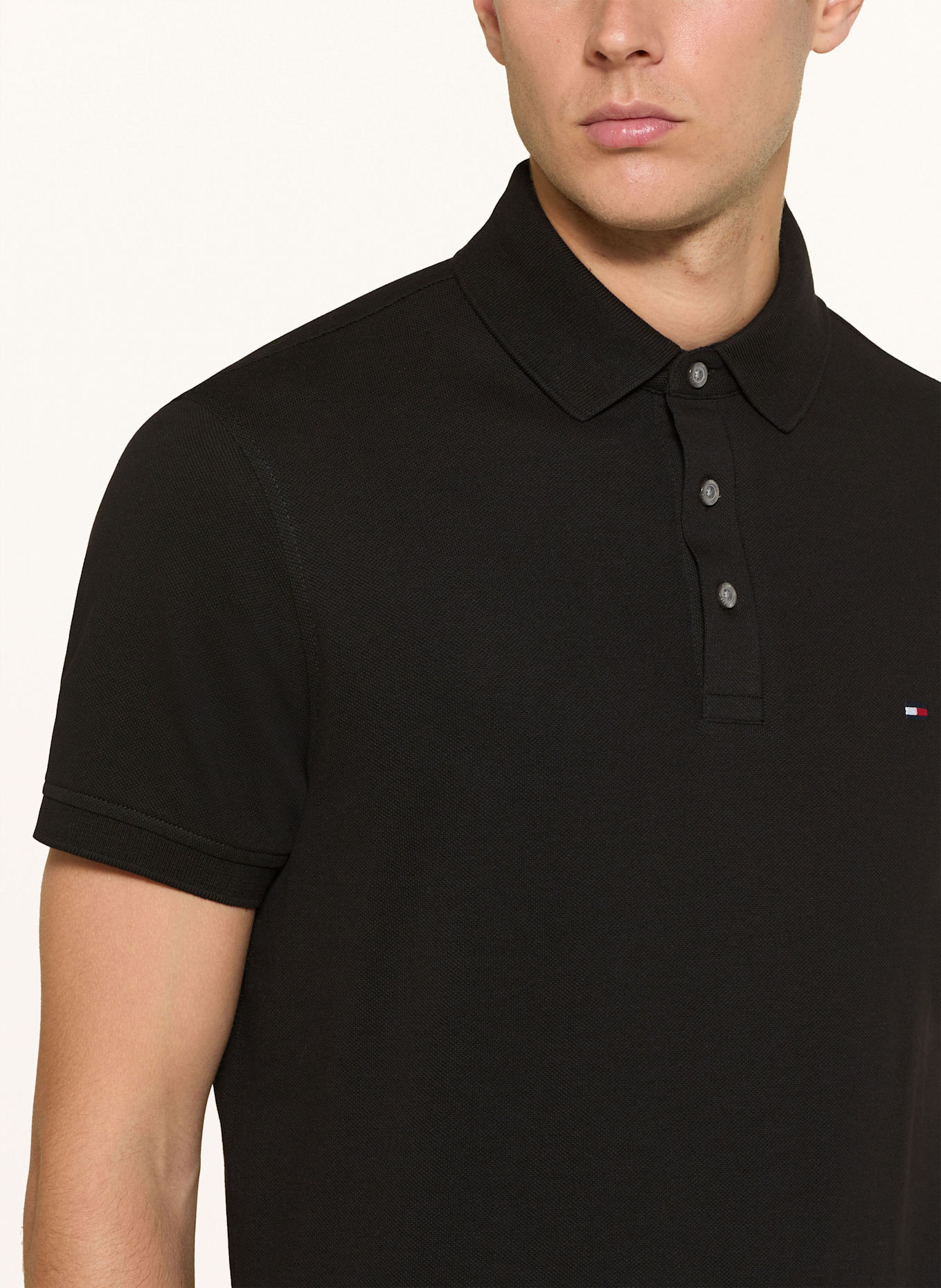 TOMMY HILFIGER Piqué-Poloshirt Slim Fit: SCHWARZ
