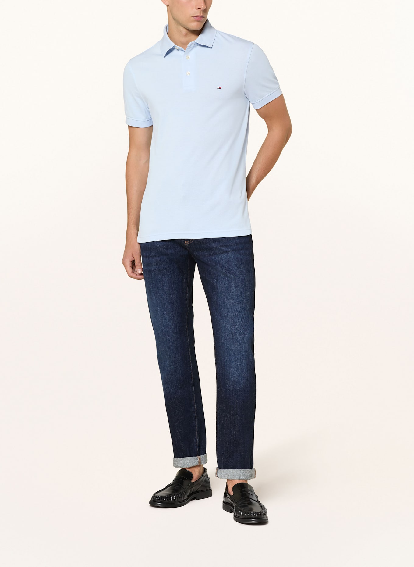 TOMMY HILFIGER Piqué-Poloshirt Slim Fit: HELLBLAU