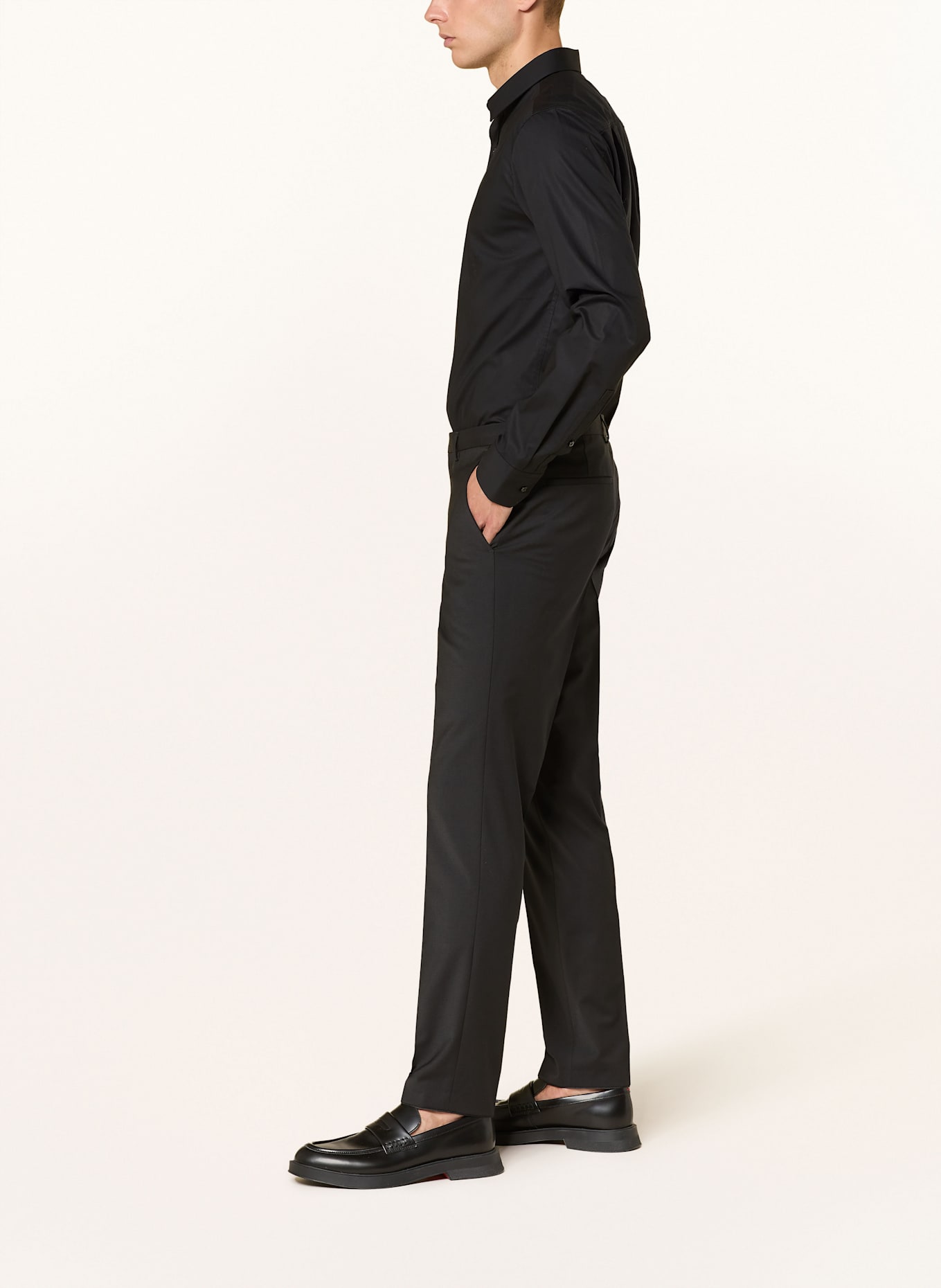 HUGO Suit trousers tonal HESTEN extra slim fit: 001 BLACK
