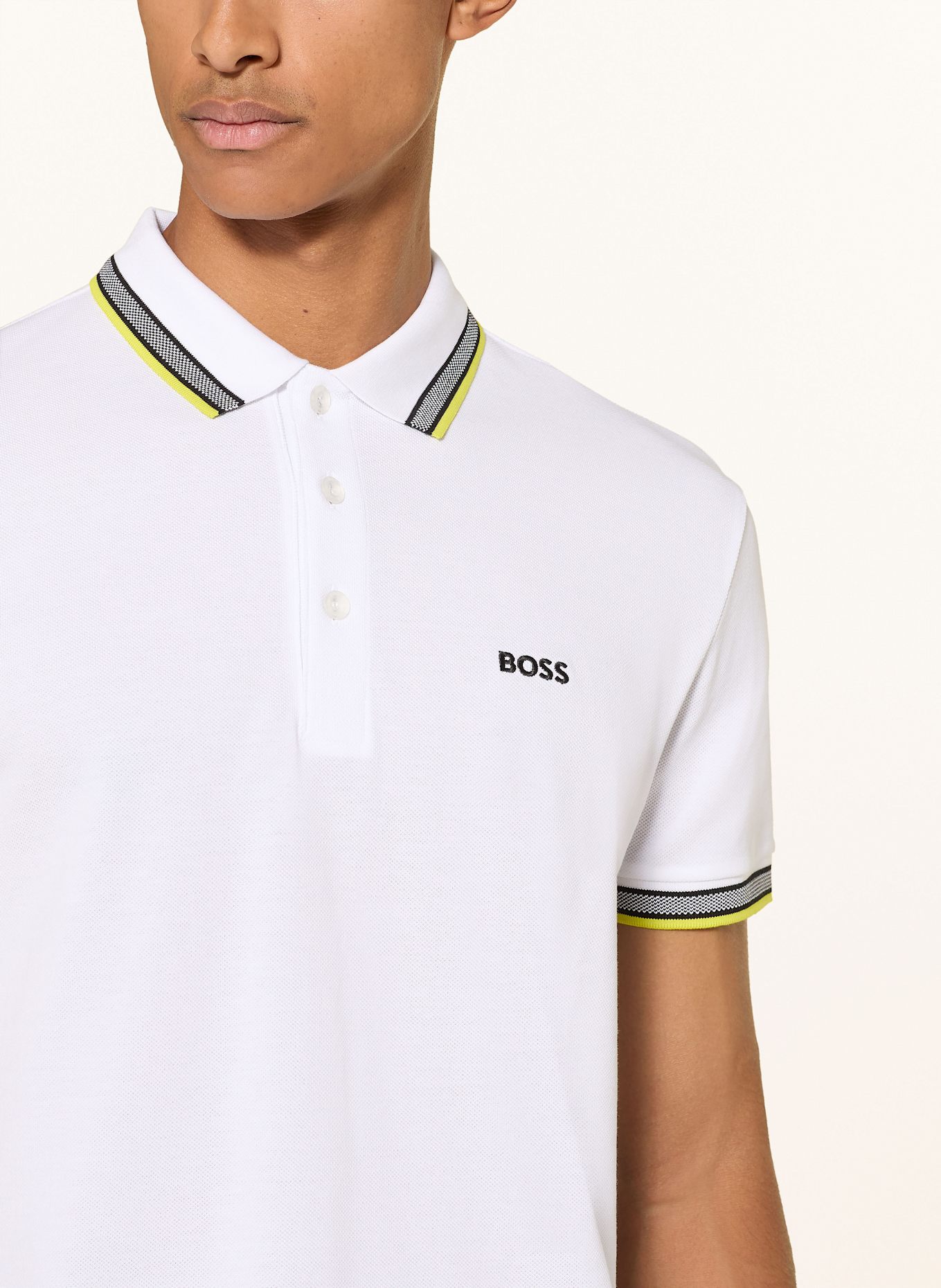 BOSS Piqué-Poloshirt PADDY CURVED Regular Fit: WEISS