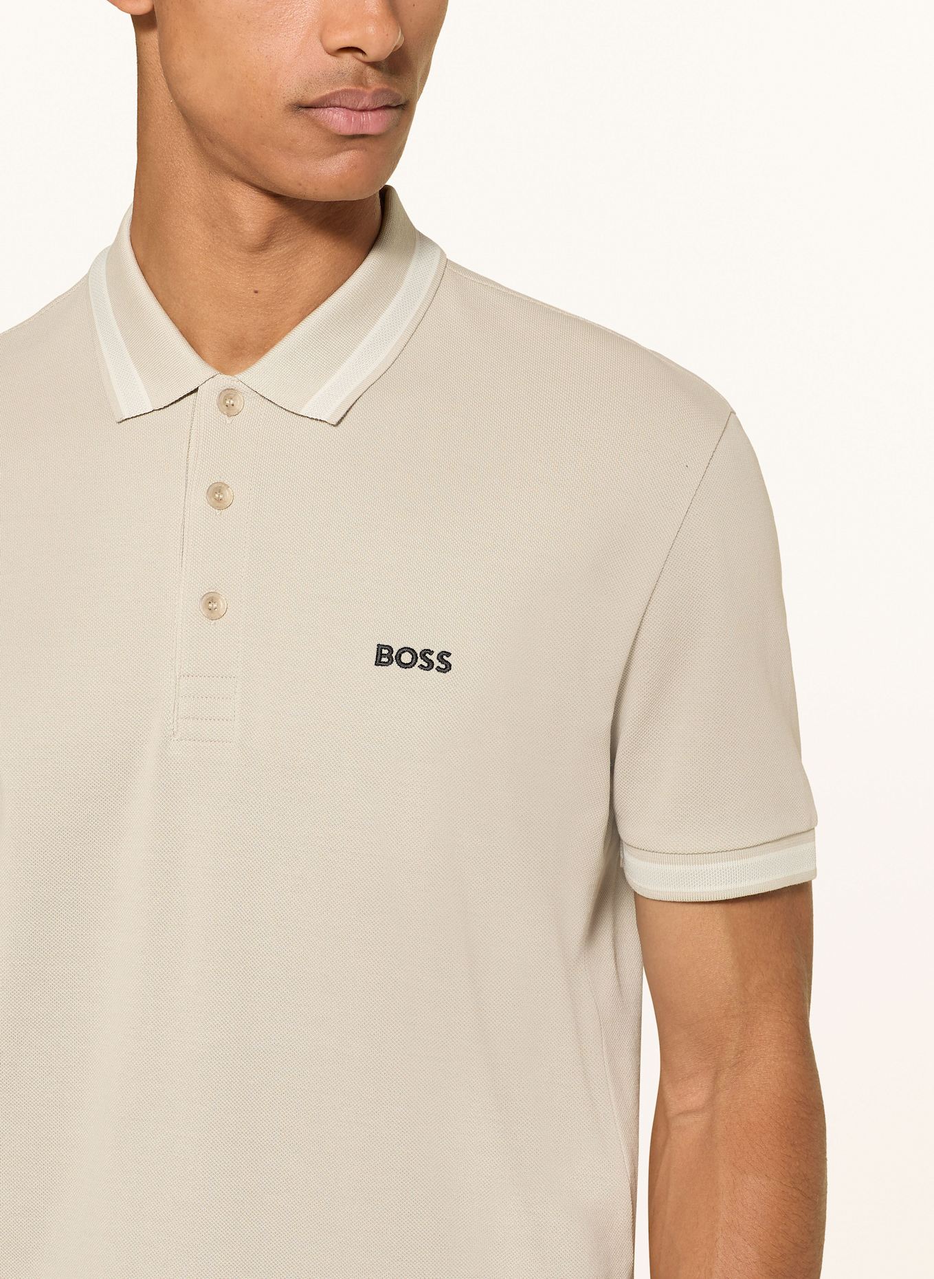 BOSS Piqué-Poloshirt PADDY CURVED Regular Fit: BEIGE