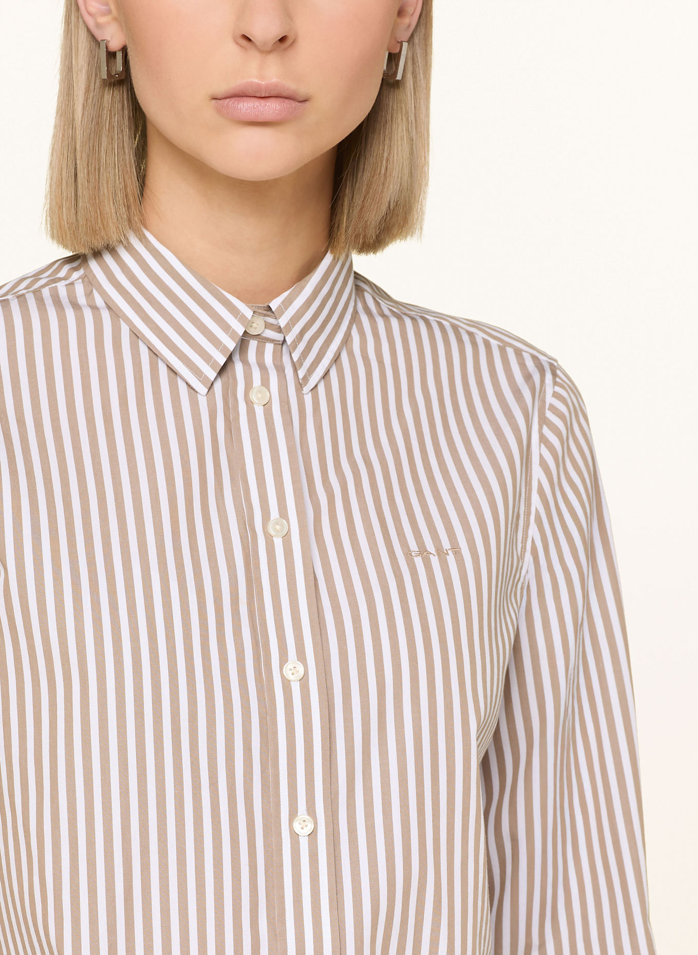 GANT Hemdbluse: WEISS / BEIGE