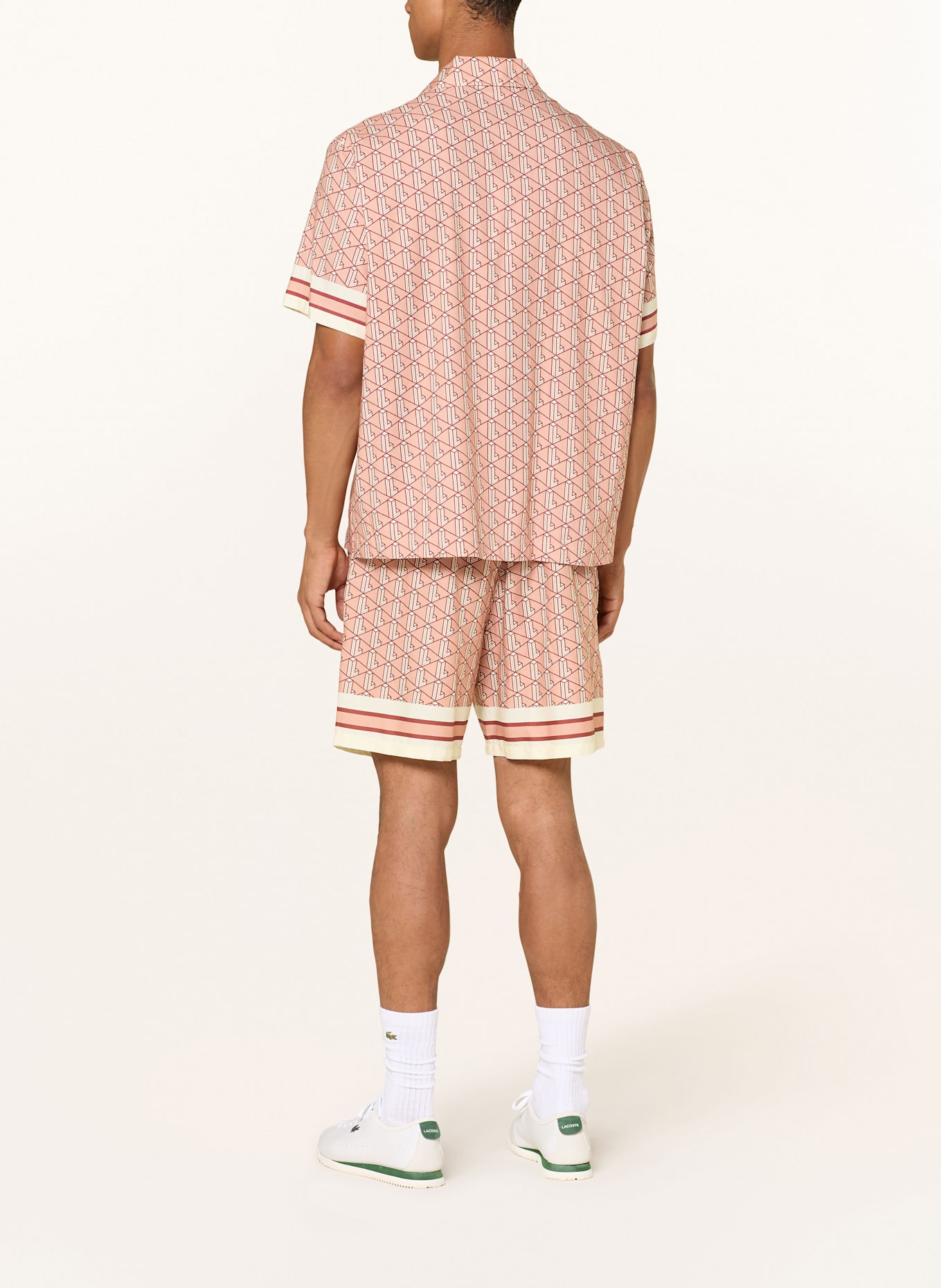 LACOSTE Resorthemd Relaxed Fit: LACHS/ DUNKELROT/ CREME
