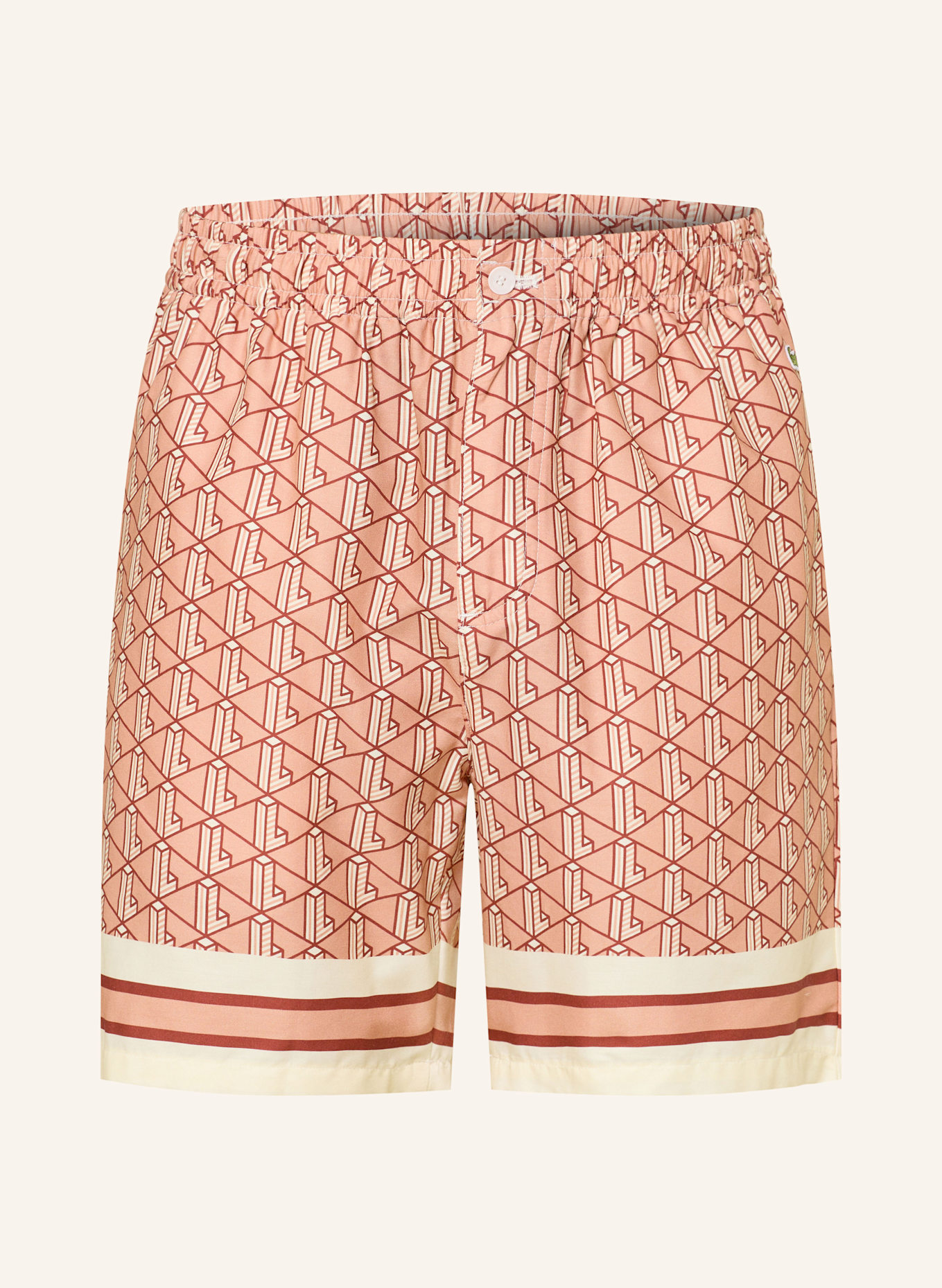 LACOSTE Shorts Relaxed Fit: HELLORANGE/ ECRU/ DUNKELROT