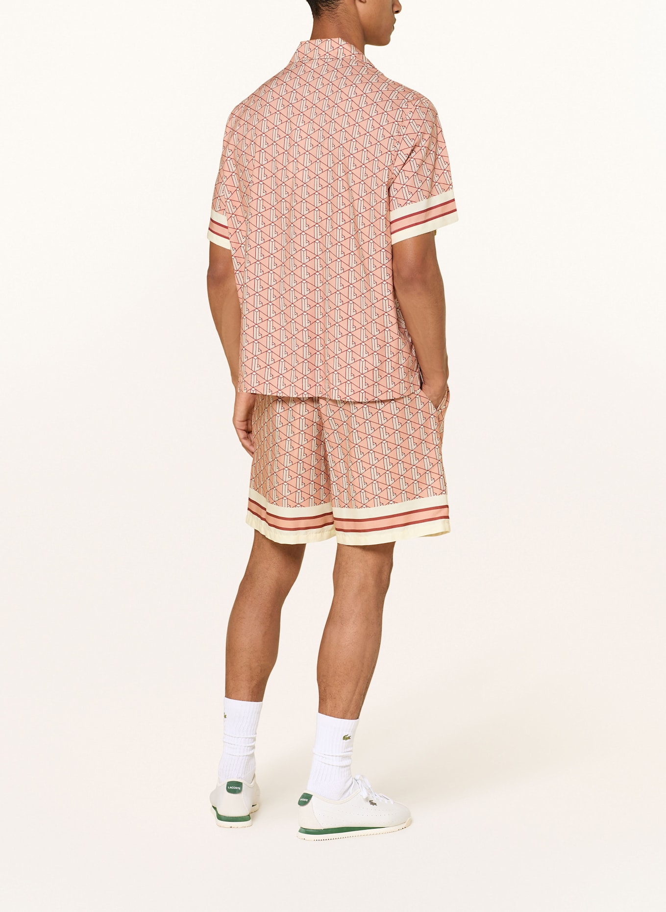 LACOSTE Shorts Relaxed Fit: HELLORANGE/ ECRU/ DUNKELROT