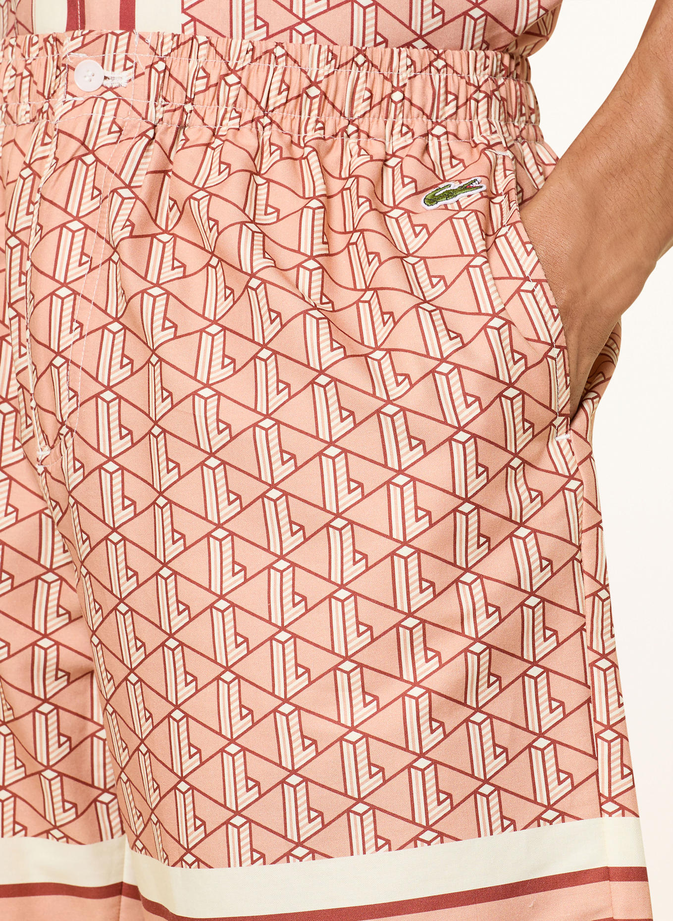 LACOSTE Shorts Relaxed Fit: HELLORANGE/ ECRU/ DUNKELROT