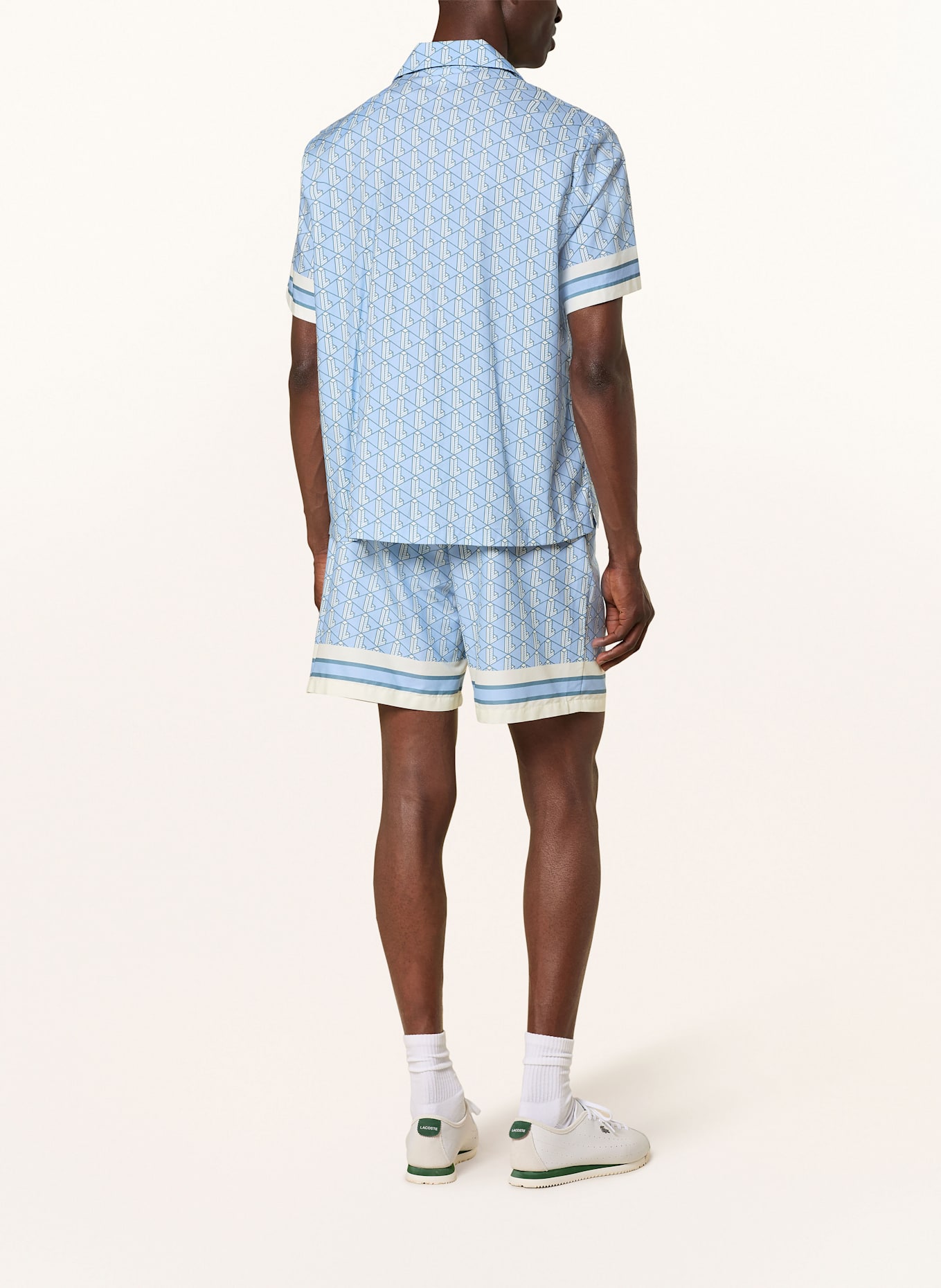 LACOSTE Resorthemd Relaxed Fit: HELLBLAU / CREME