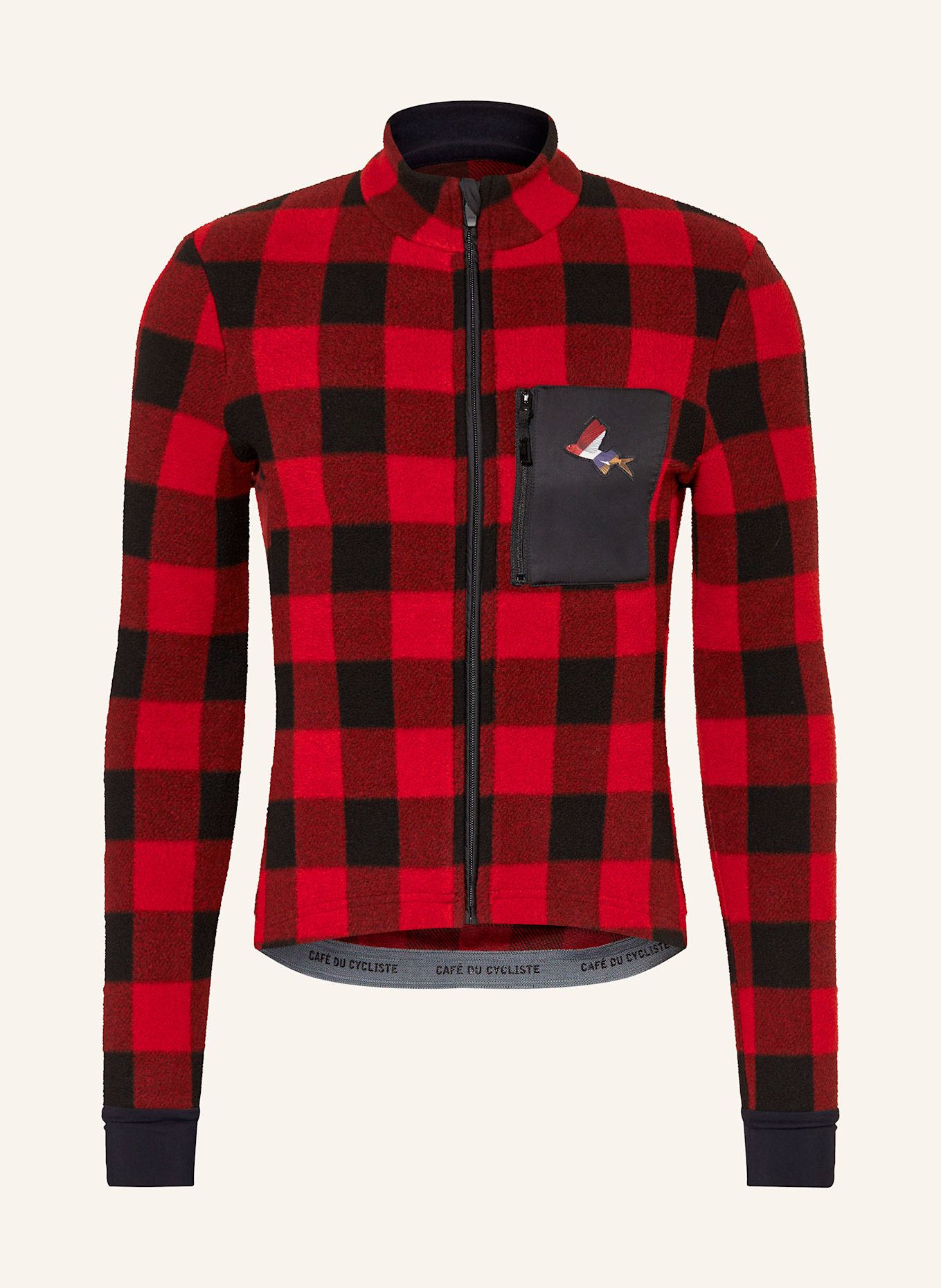 CAFÉ DU CYCLISTE Koszulka rowerowa z polaru SOLANGE: CZERWONY / CZARNY