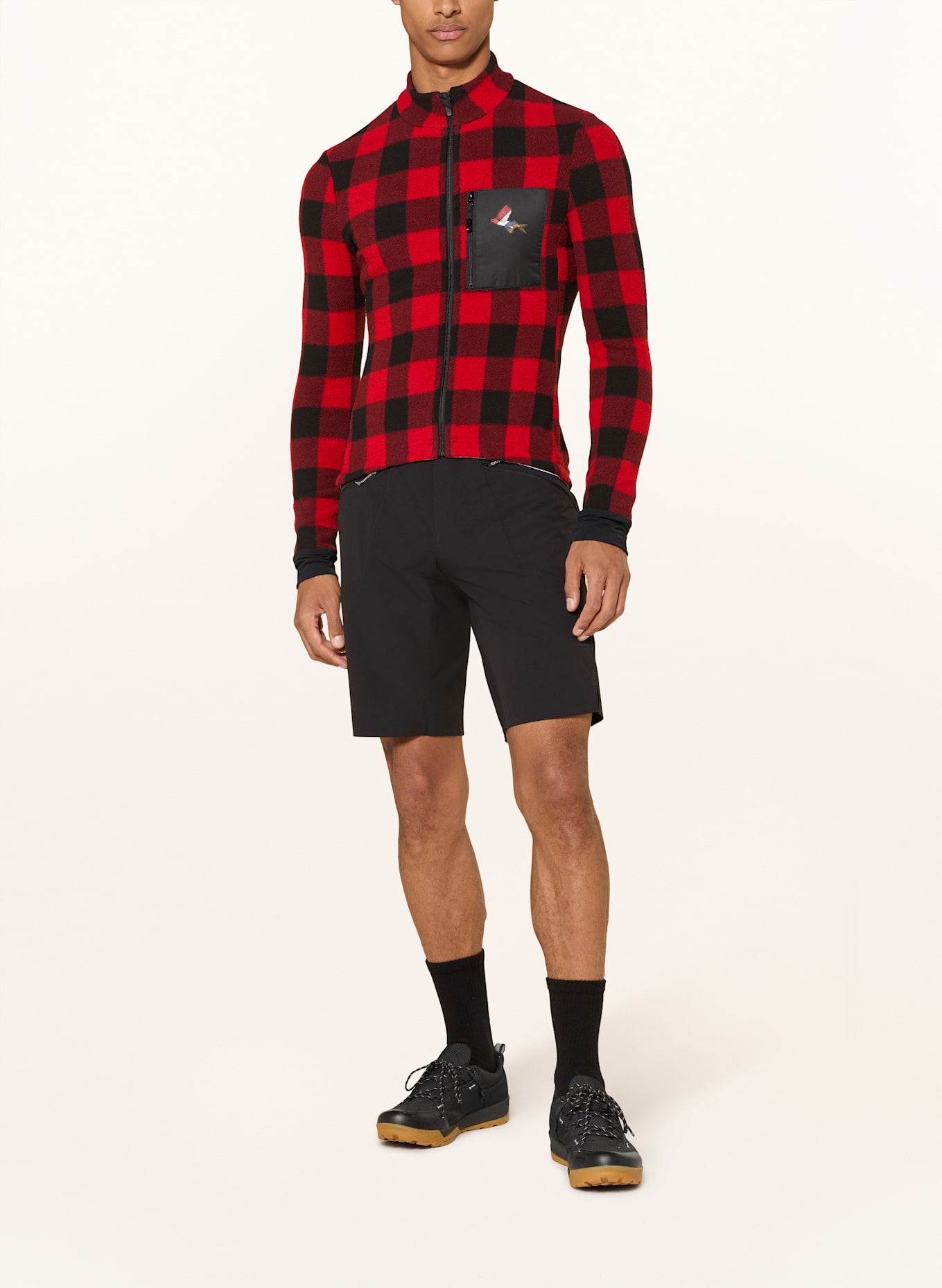 CAFÉ DU CYCLISTE Koszulka rowerowa z polaru SOLANGE: CZERWONY / CZARNY