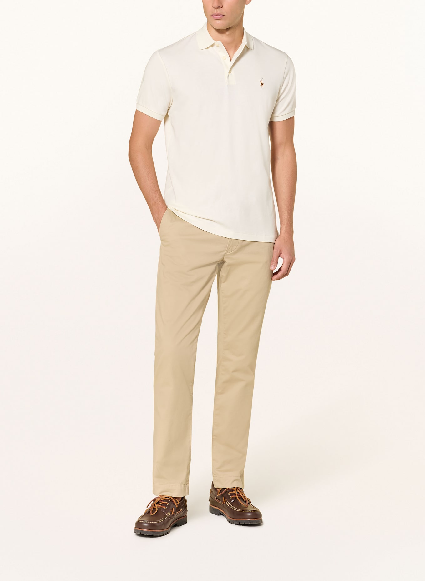 POLO RALPH LAUREN Jersey polo shirt custom slim fit: ECRU