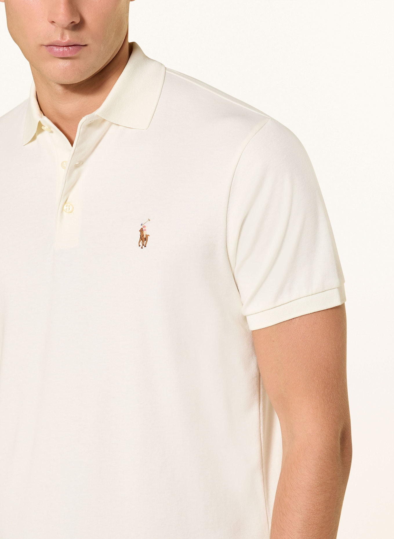 POLO RALPH LAUREN Jersey polo shirt custom slim fit: ECRU