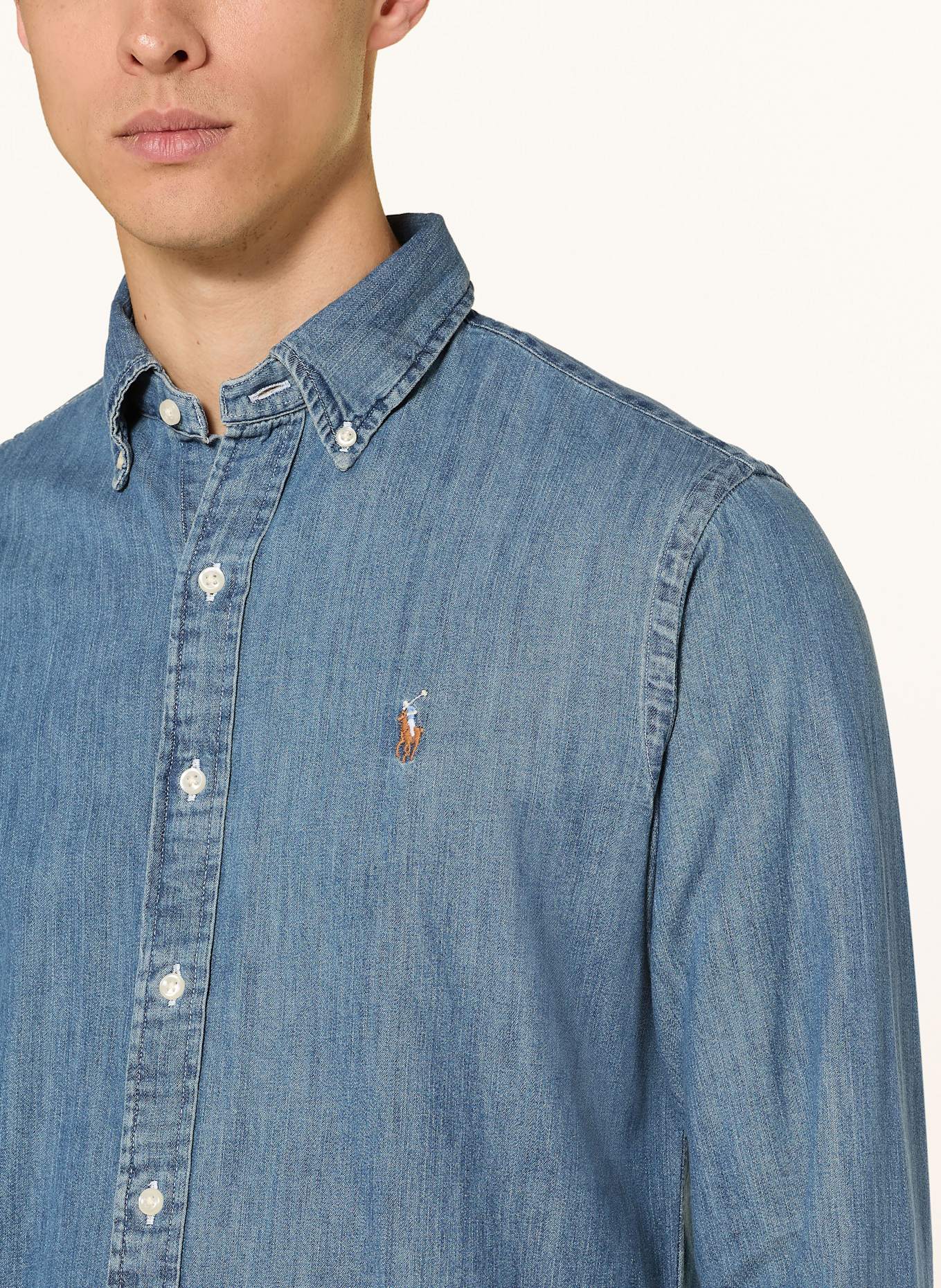 POLO RALPH LAUREN Koszula jeansowa custom fit: NIEBIESKI