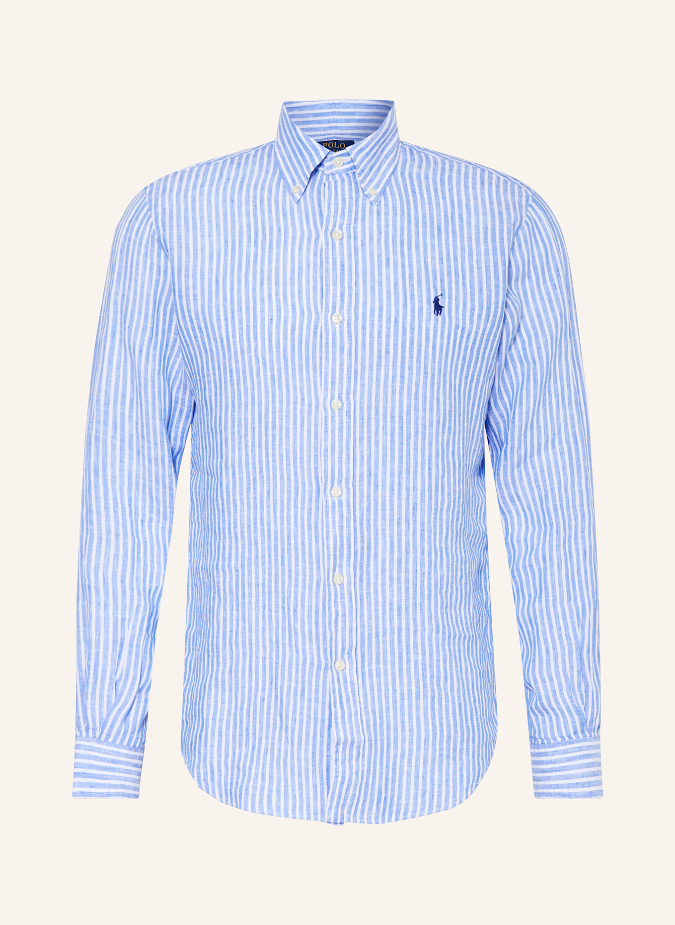 POLO RALPH LAUREN Chemise en lin Custom Fit: BLANC/ BLEU CLAIR
