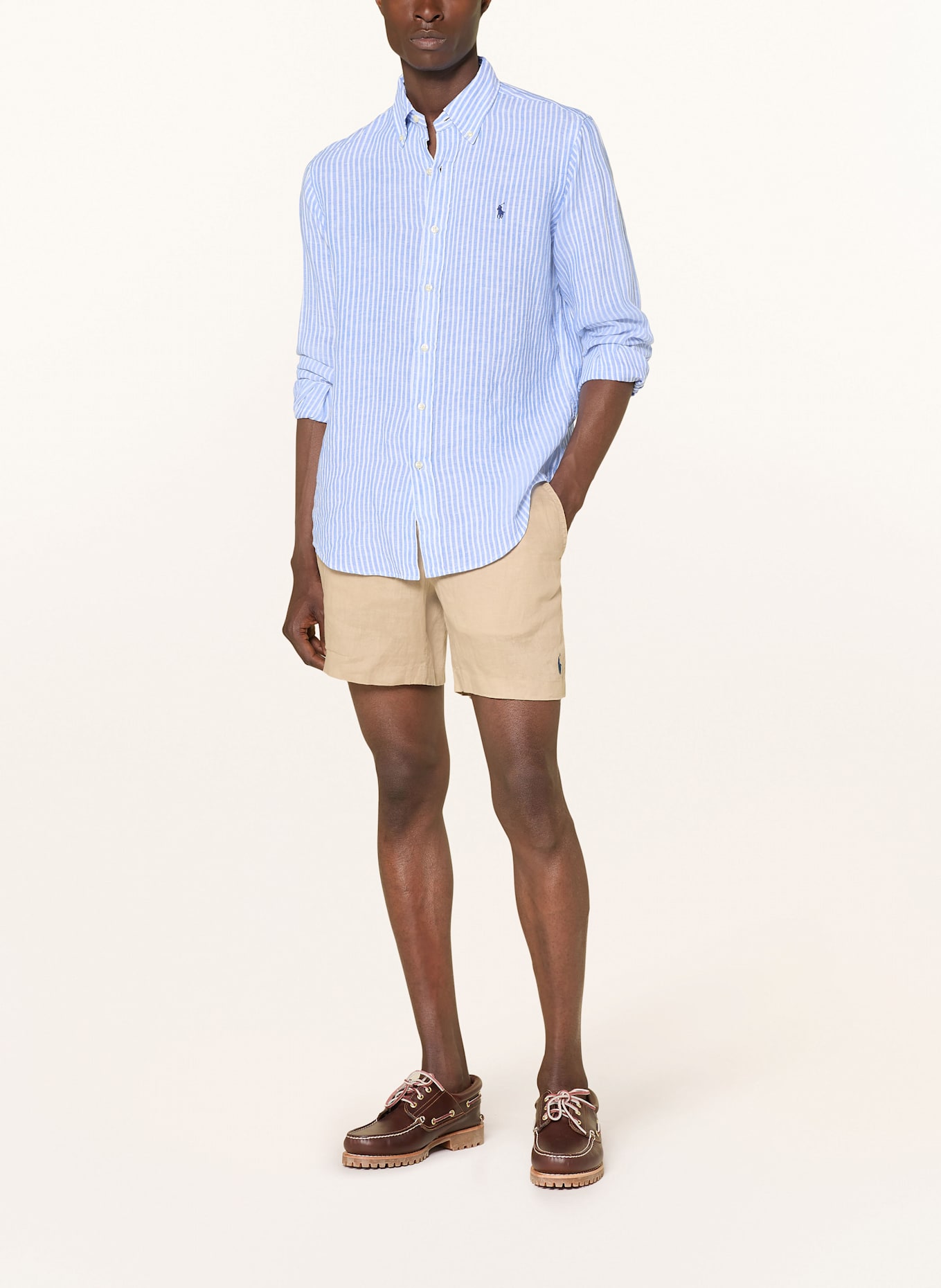 POLO RALPH LAUREN Chemise en lin Custom Fit: BLANC/ BLEU CLAIR