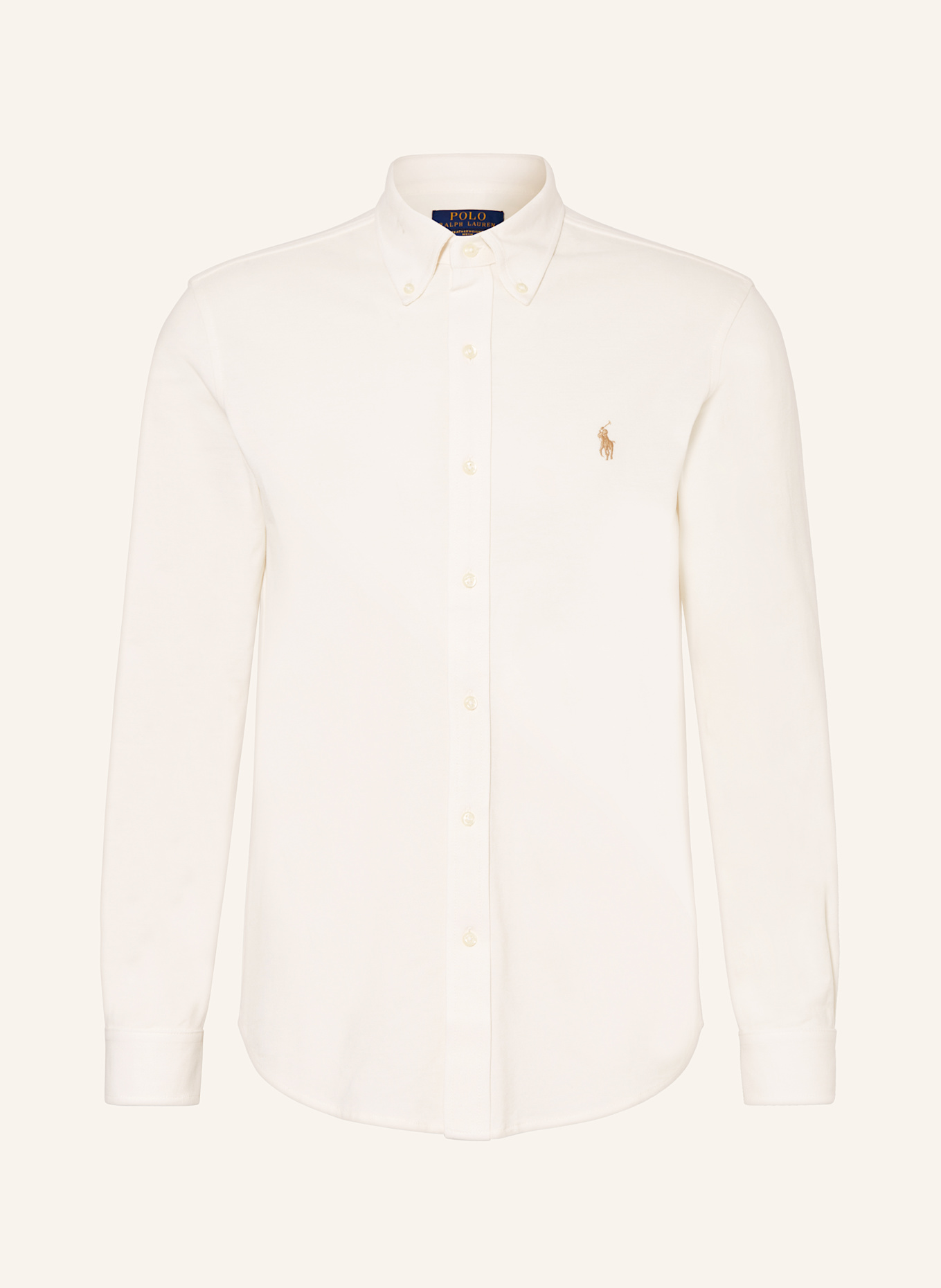 POLO RALPH LAUREN Piqué-Hemd Custom Fit: ECRU