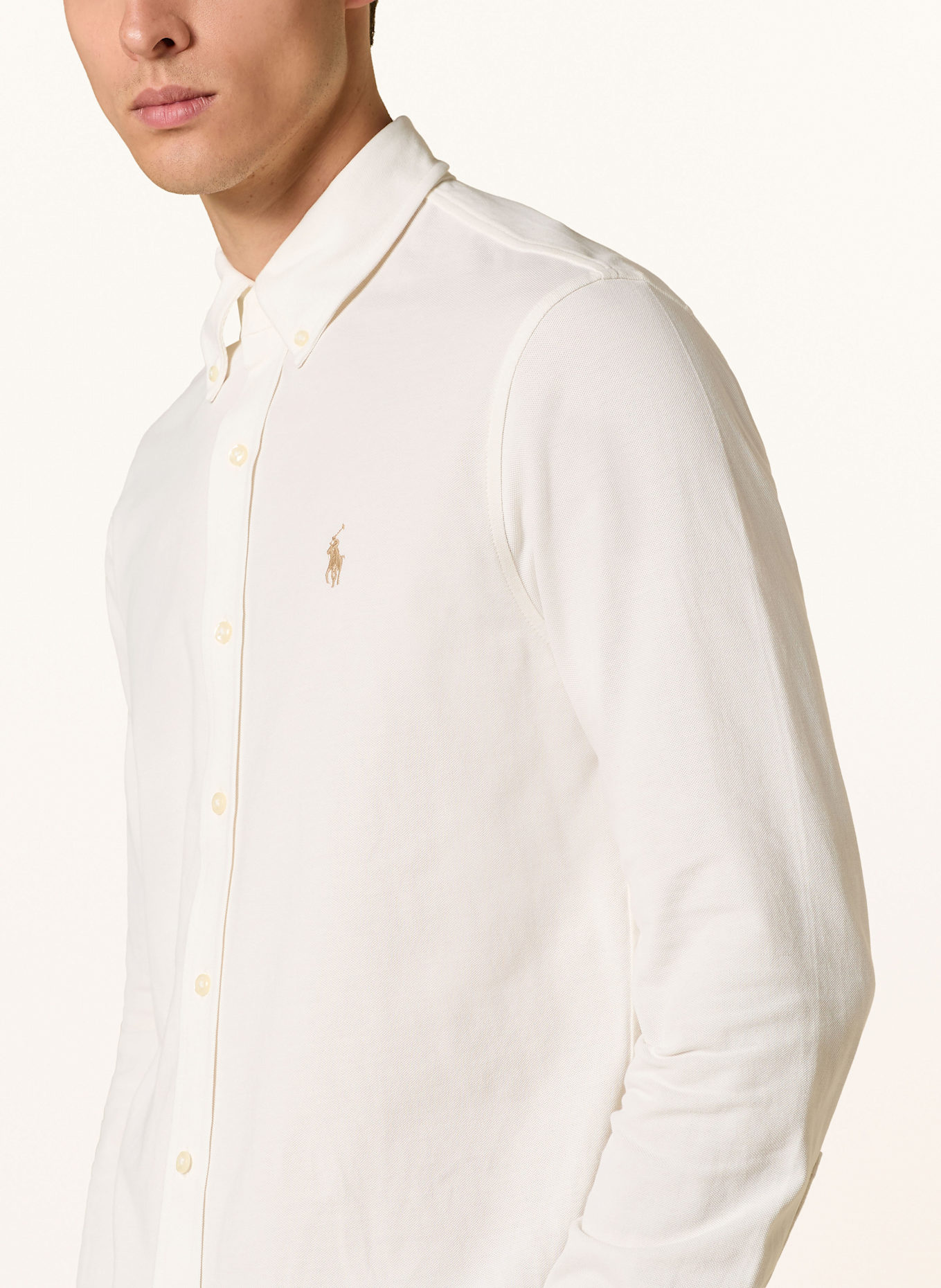 POLO RALPH LAUREN Piqué-Hemd Custom Fit: ECRU