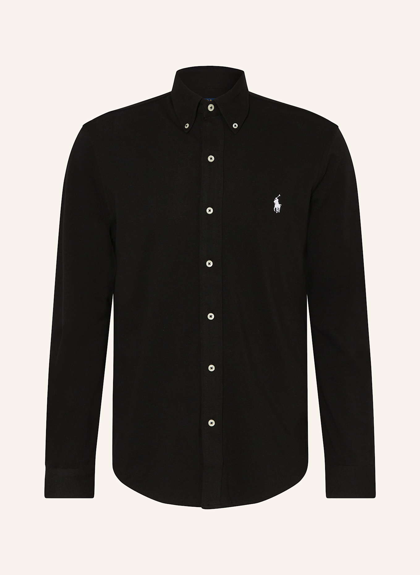 POLO RALPH LAUREN Piqué-Hemd Custom Fit: SCHWARZ