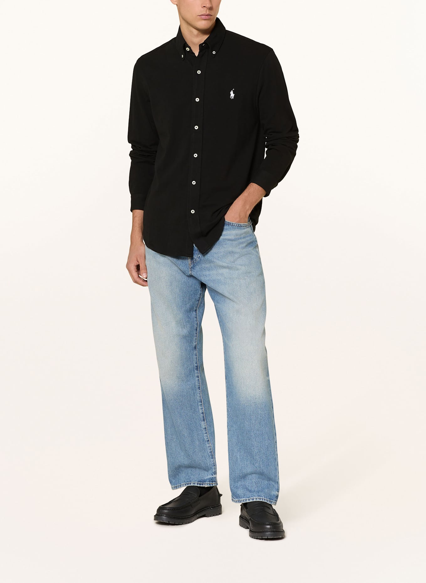 POLO RALPH LAUREN Piqué-Hemd Custom Fit: SCHWARZ