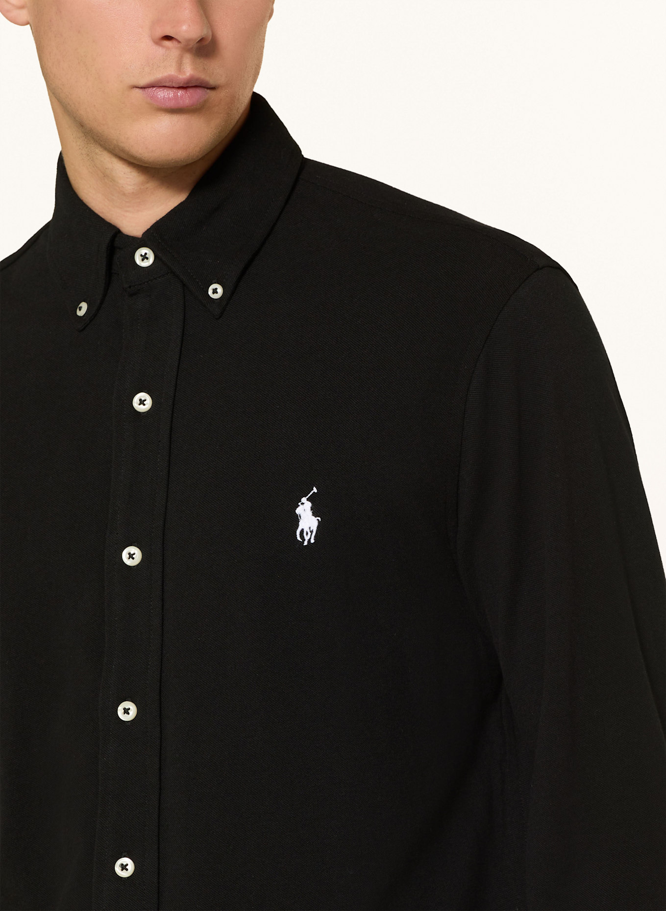 POLO RALPH LAUREN Piqué-Hemd Custom Fit: SCHWARZ