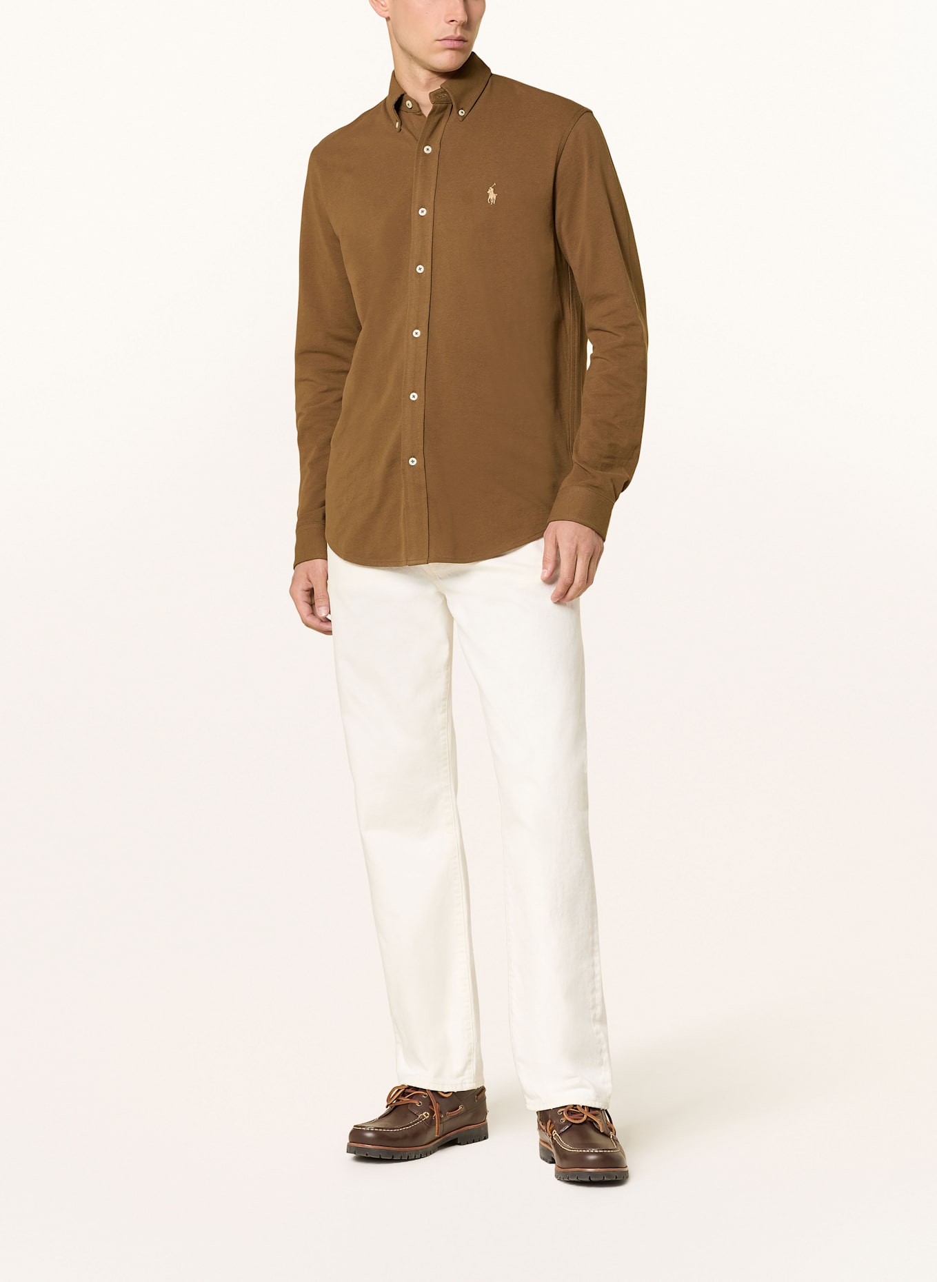 POLO RALPH LAUREN Piqué-Hemd Custom Fit: BRAUN