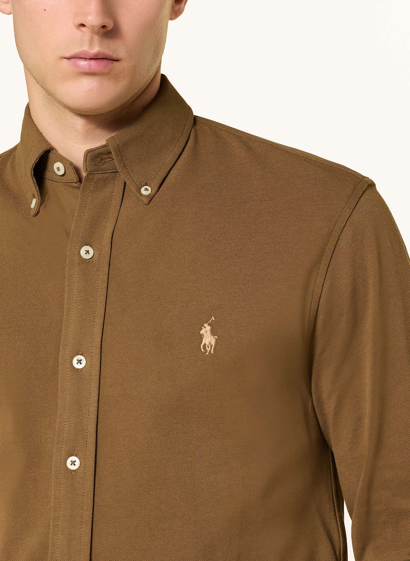 POLO RALPH LAUREN Piqué-Hemd Custom Fit: BRAUN
