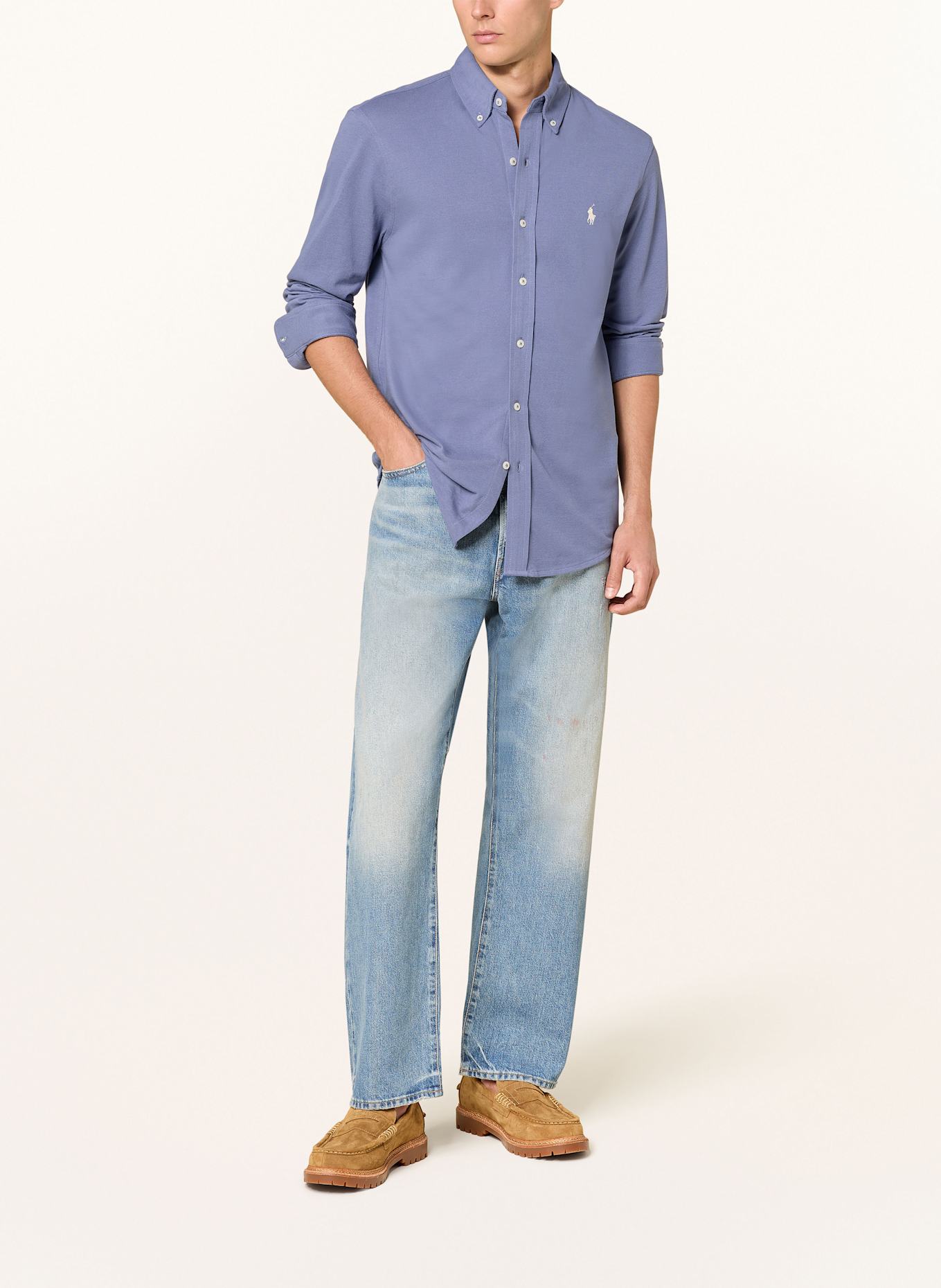 POLO RALPH LAUREN Piqué-Hemd Custom Fit: BLAUGRAU