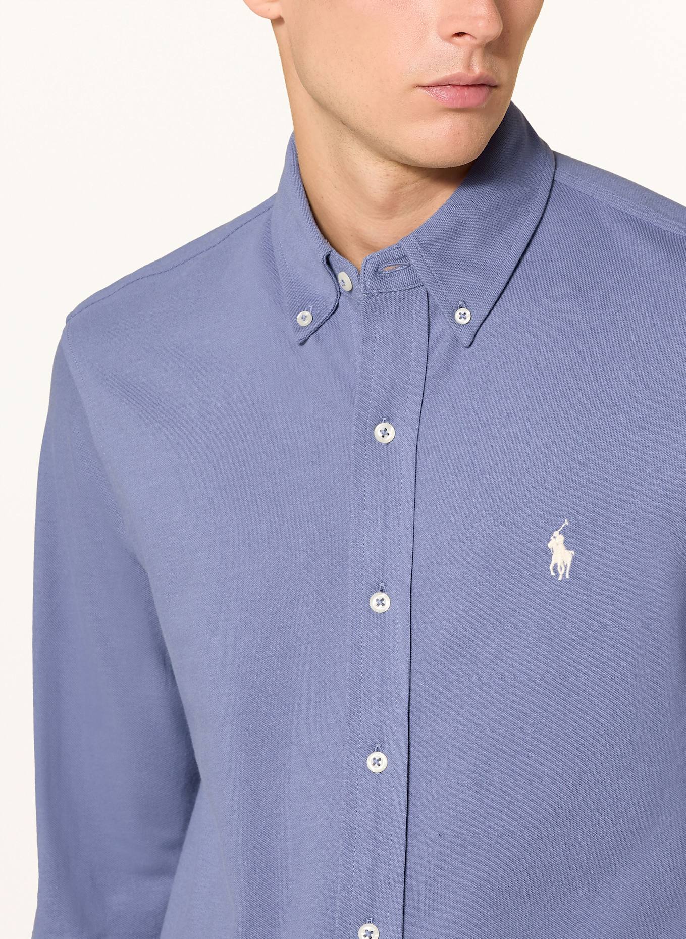 POLO RALPH LAUREN Piqué-Hemd Custom Fit: BLAUGRAU