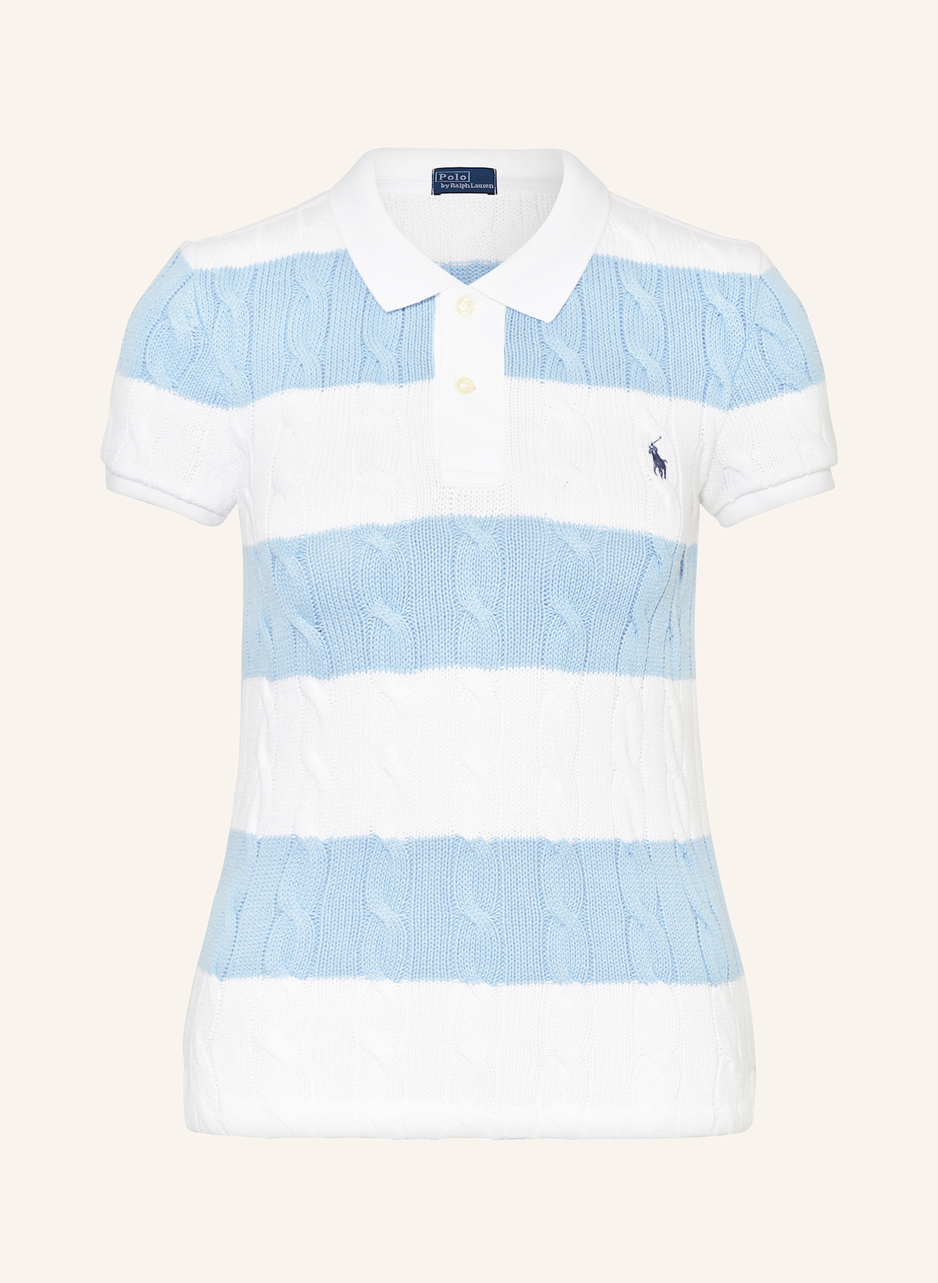 POLO RALPH LAUREN Gebreid poloshirt in wit/ lichtblauw