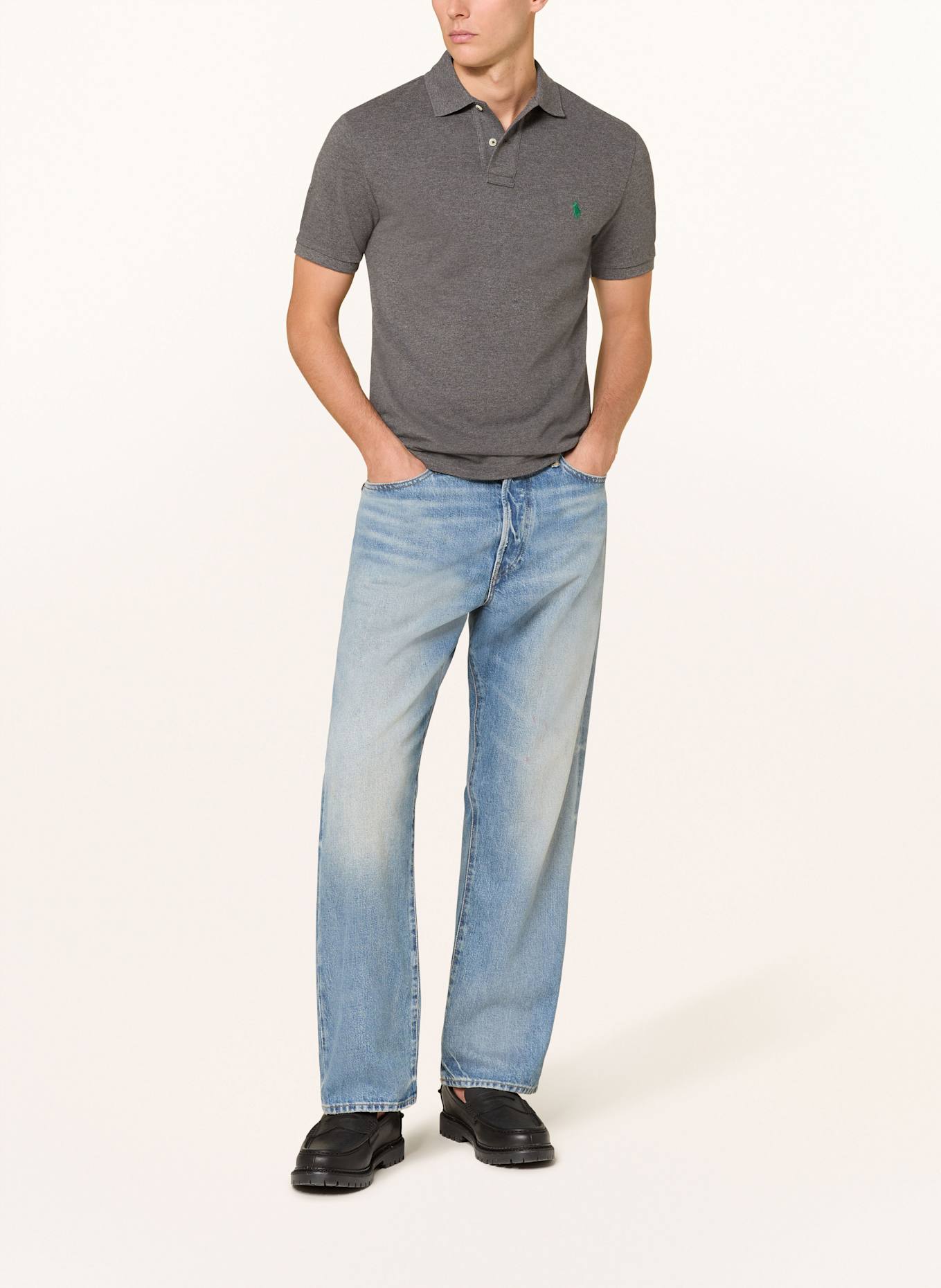 POLO RALPH LAUREN Piqué-Poloshirt Slim Fit: DUNKELGRAU MELIERT