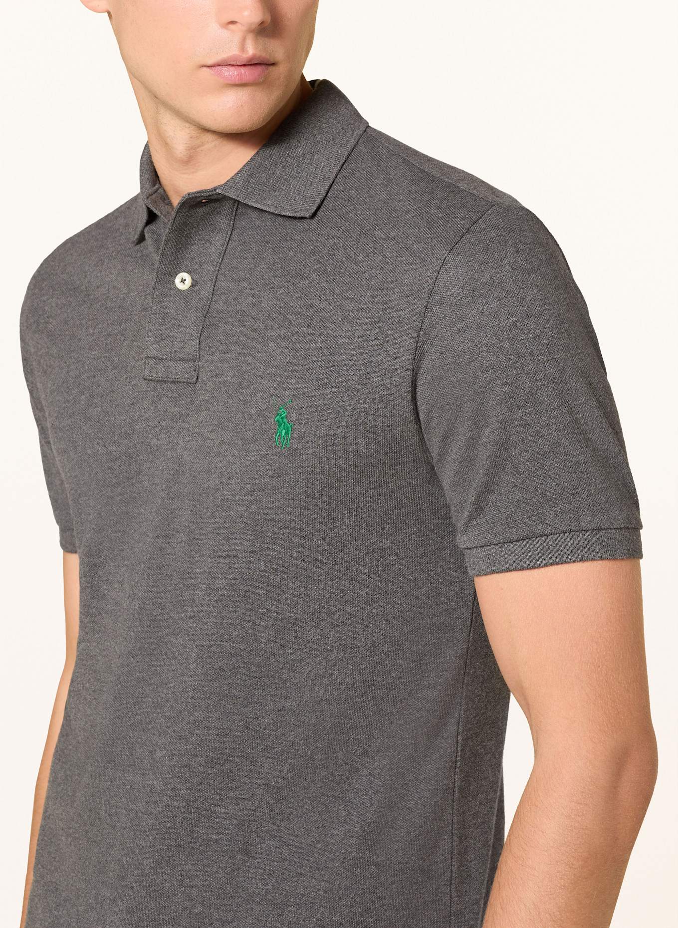 POLO RALPH LAUREN Piqué-Poloshirt Slim Fit: DUNKELGRAU MELIERT