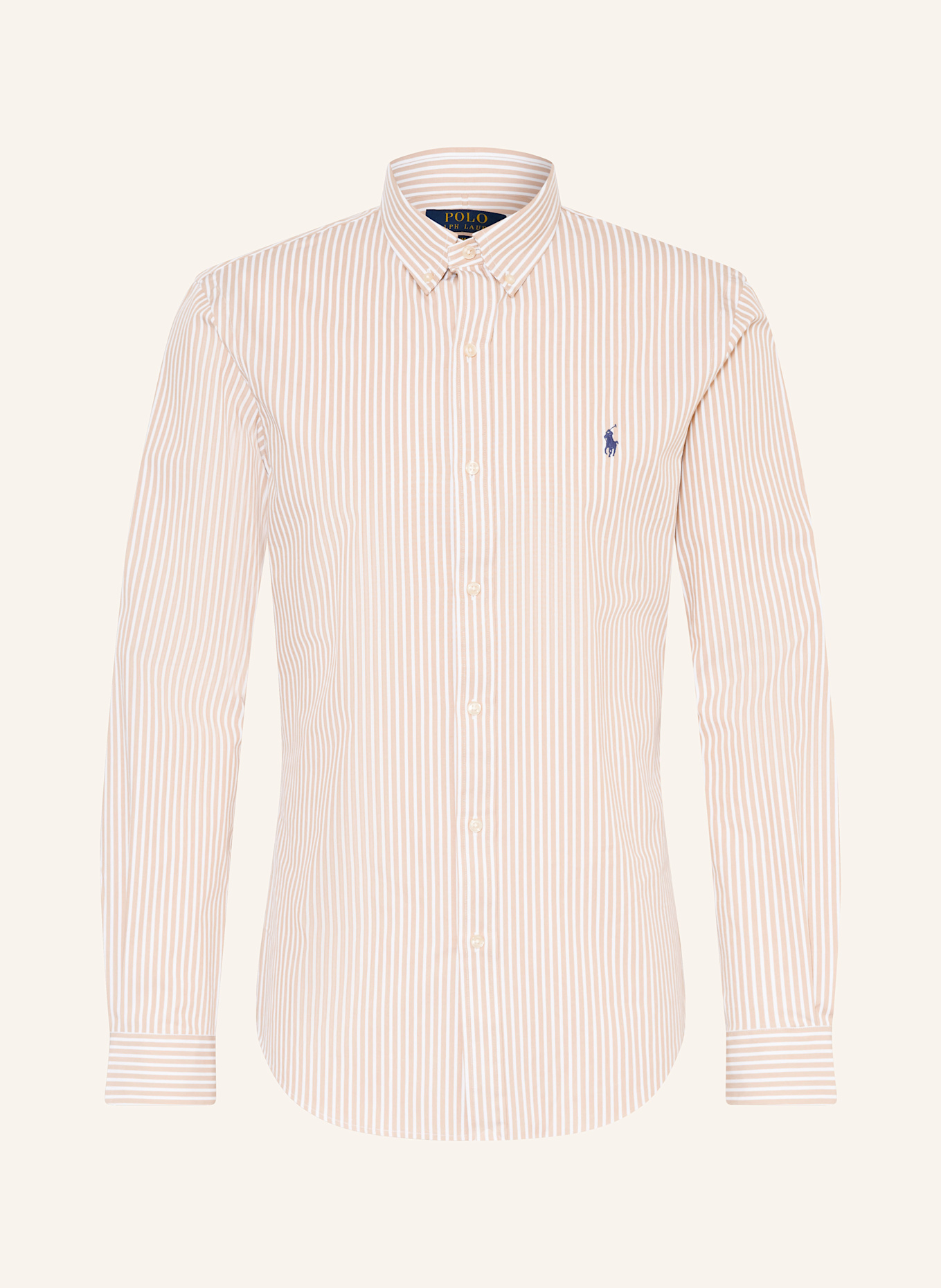 POLO RALPH LAUREN Hemd Slim Fit: BEIGE/ WEISS