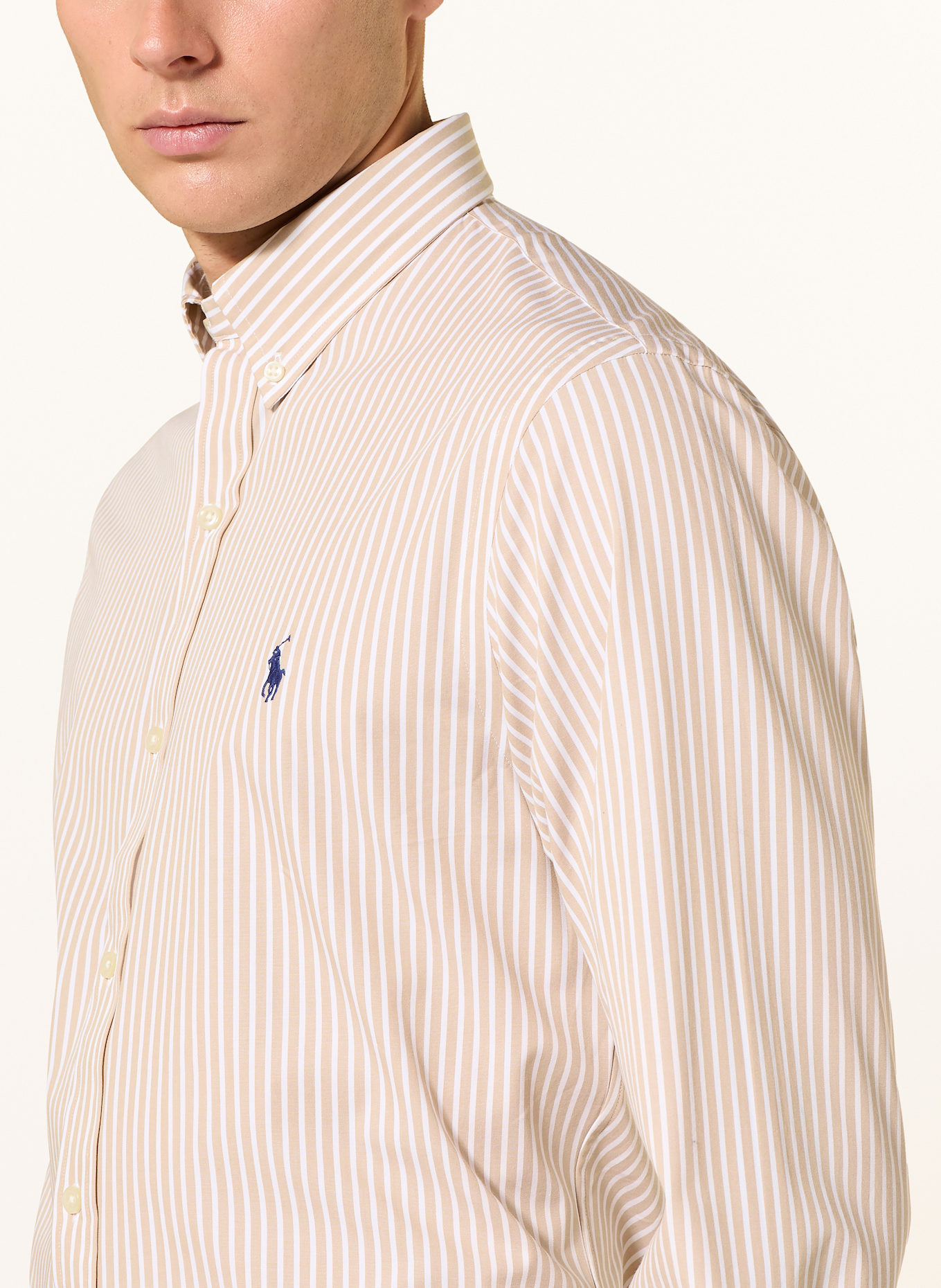 POLO RALPH LAUREN Hemd Slim Fit: BEIGE/ WEISS