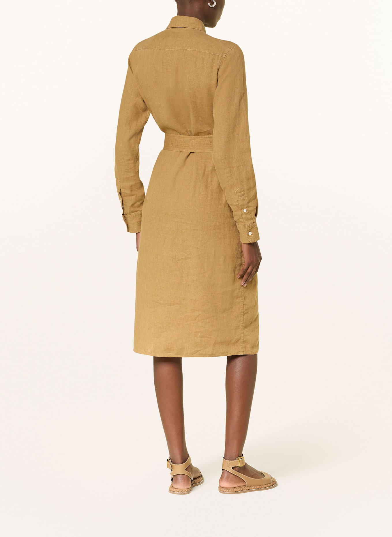 POLO RALPH LAUREN Hemdblusenkleid aus Leinen: CAMEL