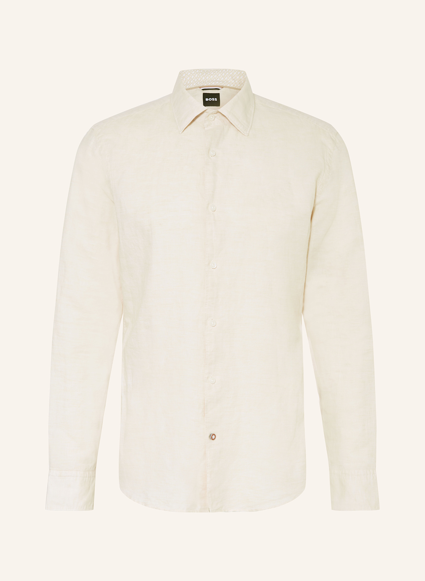 BOSS Shirt HAL casual fit with linen: CREAM