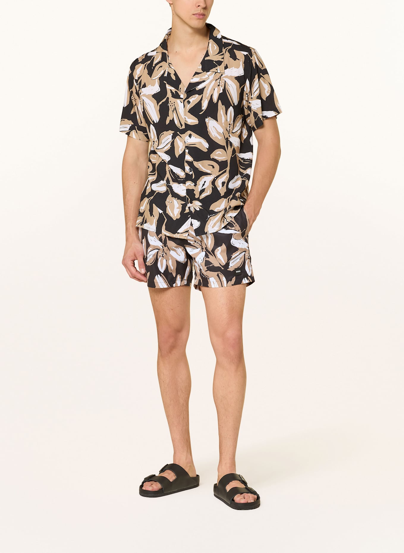BOSS Resorthemd BEACH Comfort Fit: SCHWARZ/ HELLBRAUN/ WEISS