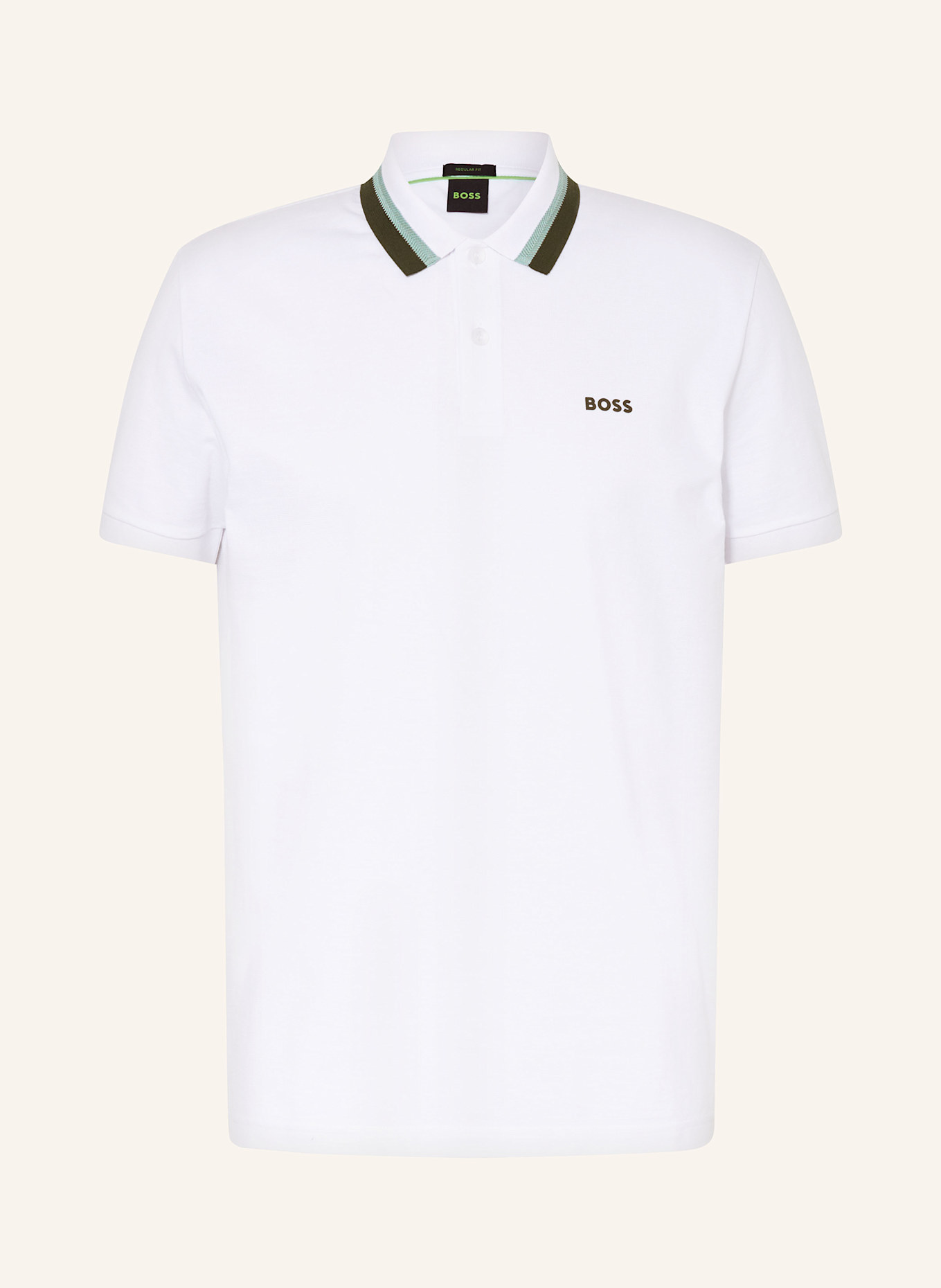 BOSS Piqué-Poloshirt PADDY Regular Fit: WEISS / DUNKELGRÜN / MINT