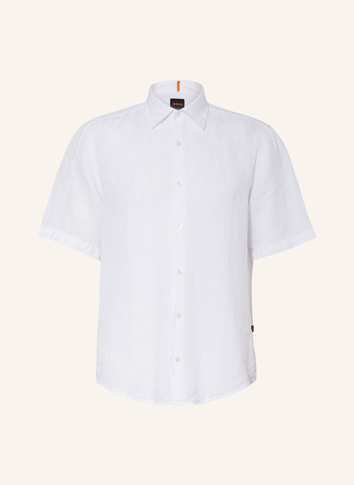 BOSS Kurzarm-Hemd RASH Regular Fit aus Leinen: WEISS