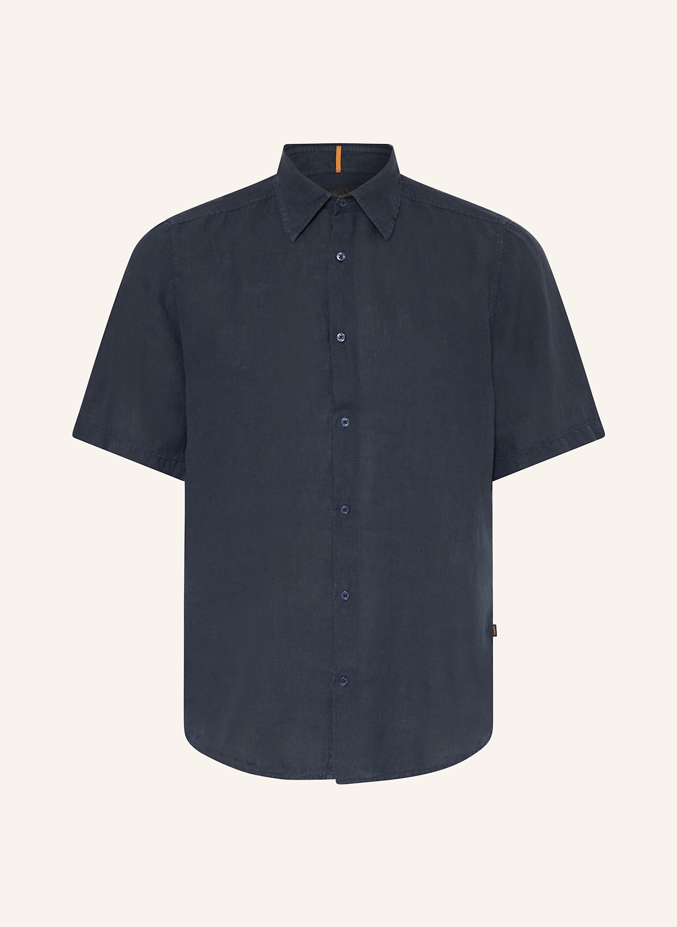 BOSS Kurzarm-Hemd RASH Regular Fit aus Leinen: DUNKELBLAU