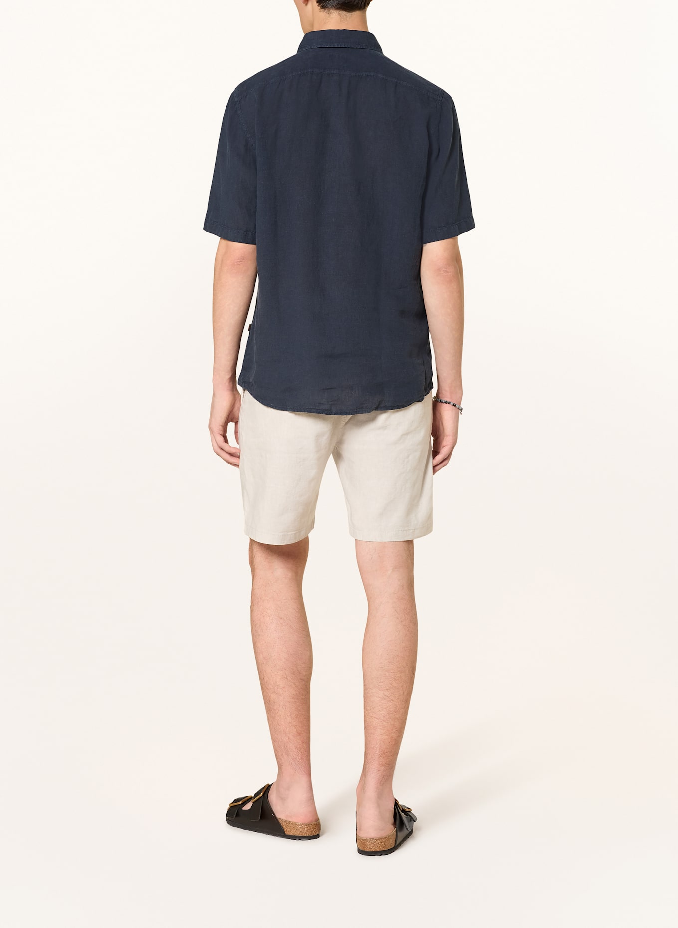 BOSS Kurzarm-Hemd RASH Regular Fit aus Leinen: DUNKELBLAU